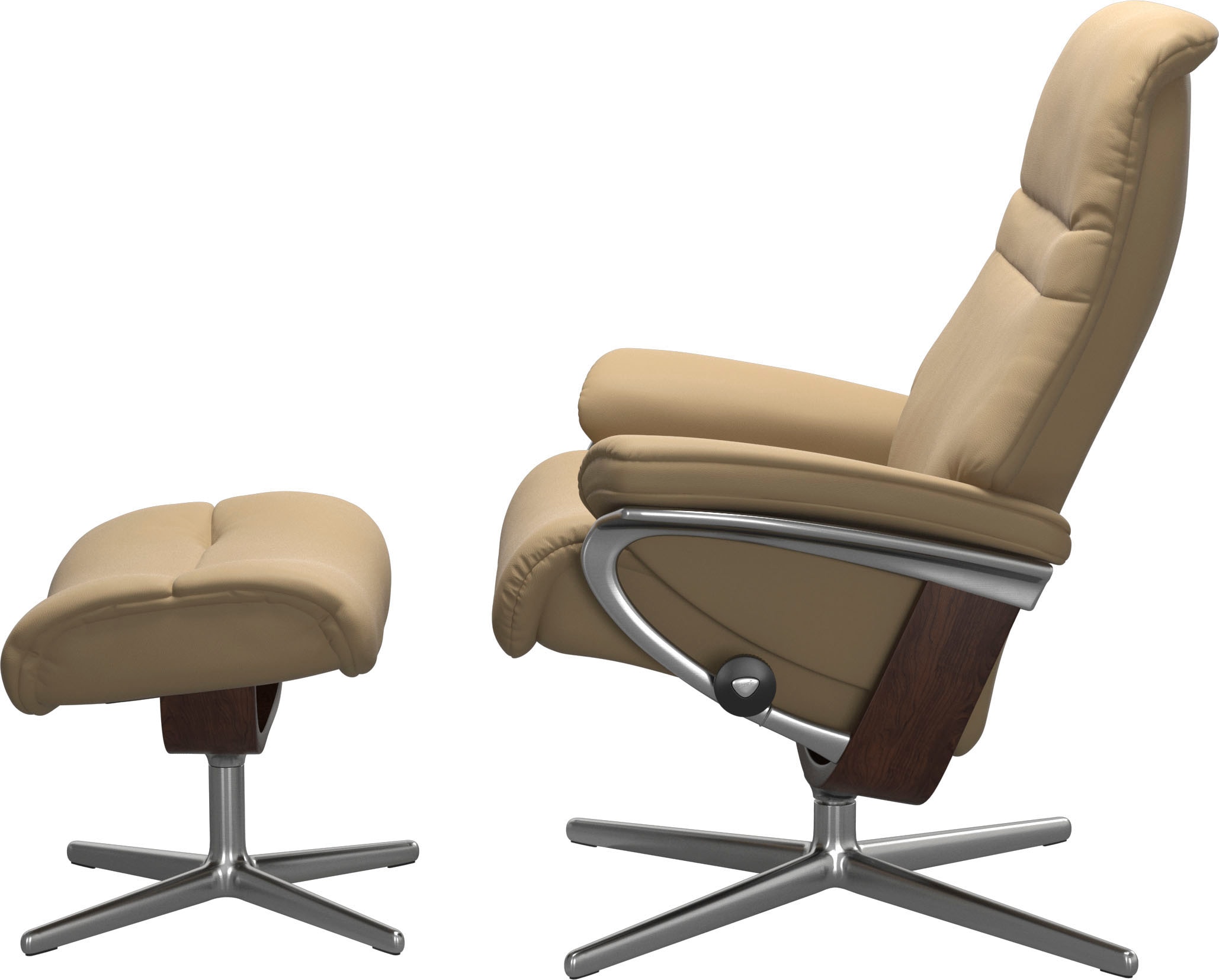 Stressless® Relaxsessel »Sunrise« Set, Relaxsessel mit Hocker,  mit Hocker, mit Cross Base, Größe S, M & L, Holzakzent Braun