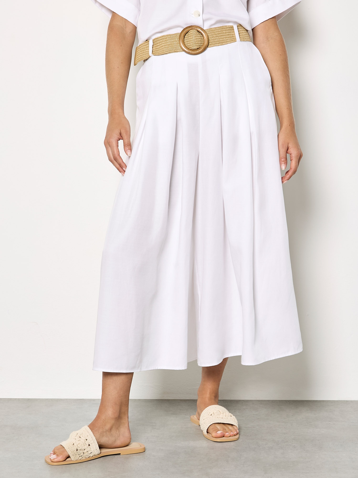 Apricot Culotte "Weit geschnittene Culotte-Hose mit Falten" Einfarbig