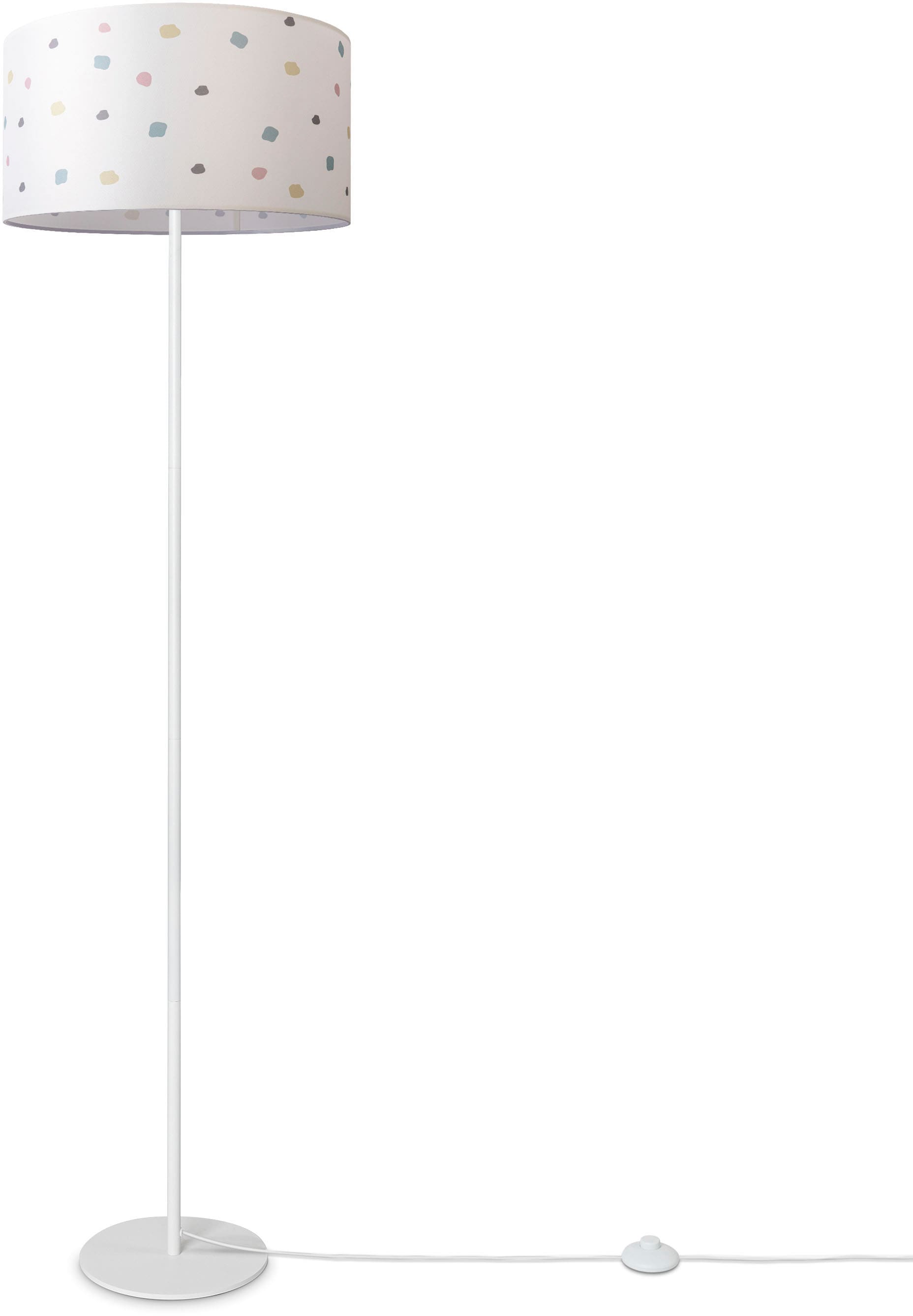 Stehlampe »Luca Dots«, Wohnzimmer Stoffschirm E27 Textil Lampenschirm Rund Punkte Stoff
