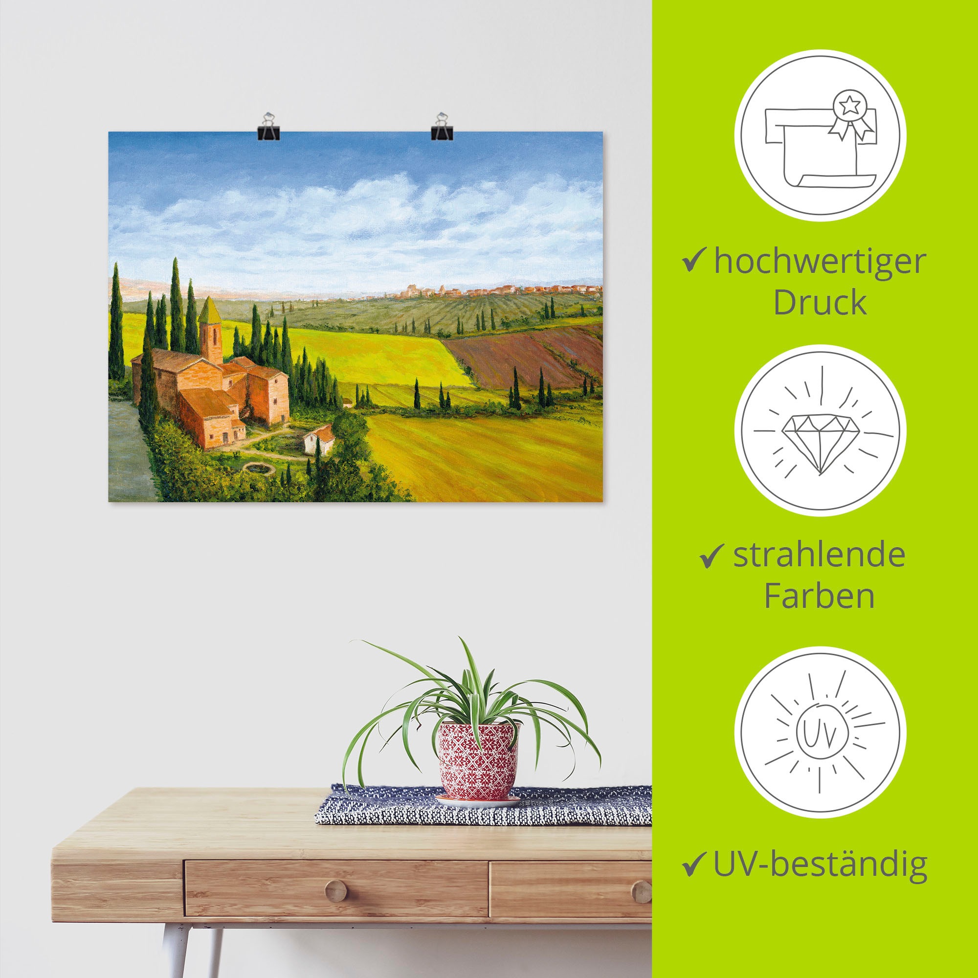 Artland Wandbild »Stadt in der Toskana«, Europa, (1 St.), als Leinwandbild, Poster in verschied. Größen