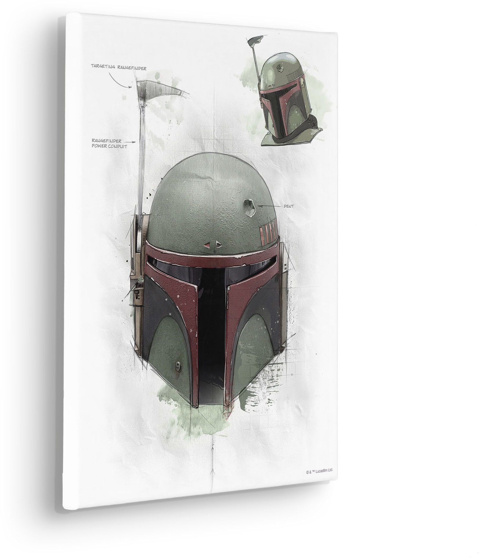 Komar Leinwandbild »Star Wars Boba Fett Helmet Sketch«, Disney, (1 St.), 30 x 40 cm (Breite x Höhe) - Kinderzimmer, Dekoration