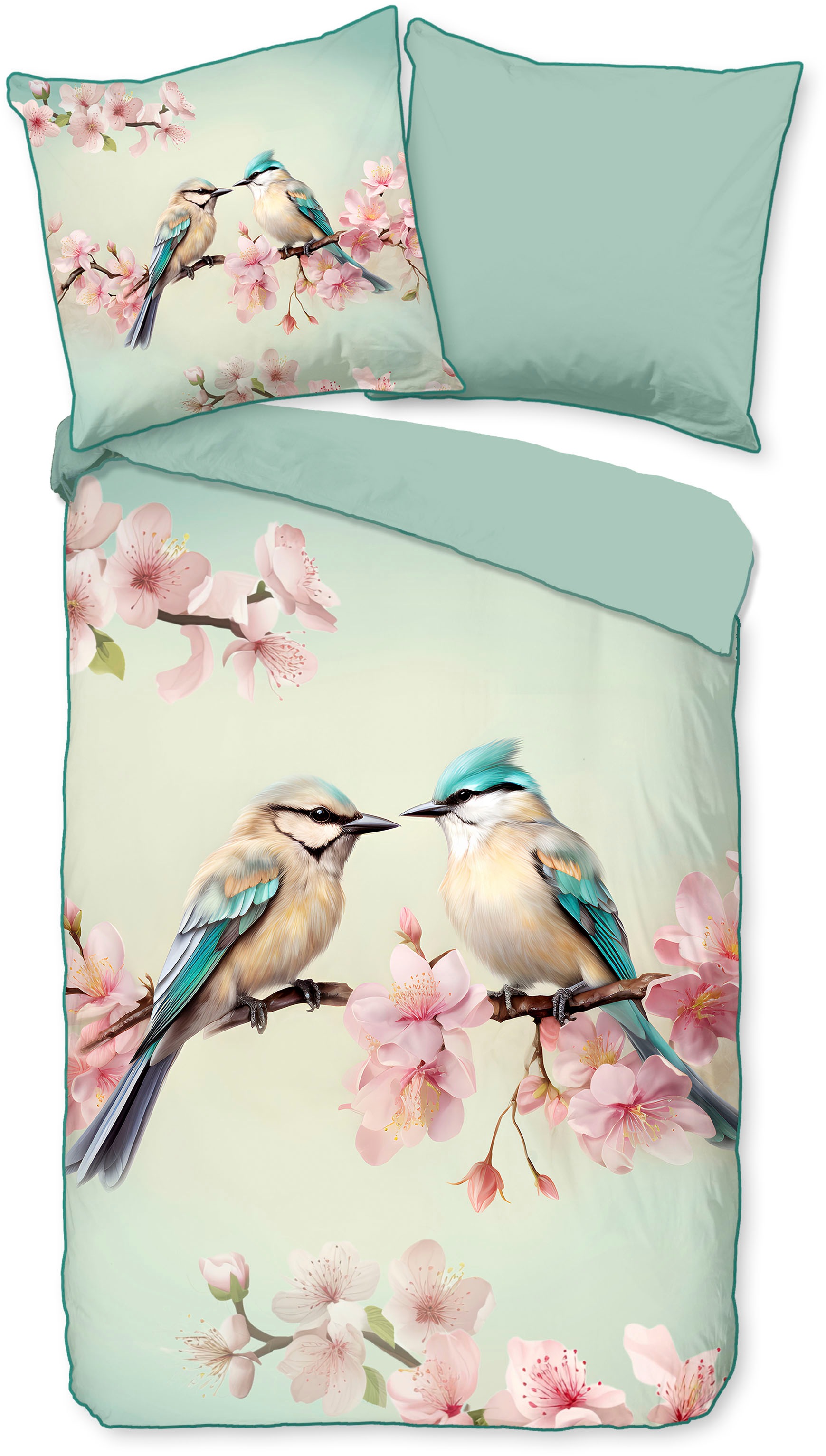 Descanso Wendebettwäsche "Minne" 2 Stk. tlg. Satin, Reißverschluss, Paspel, günstig online kaufen