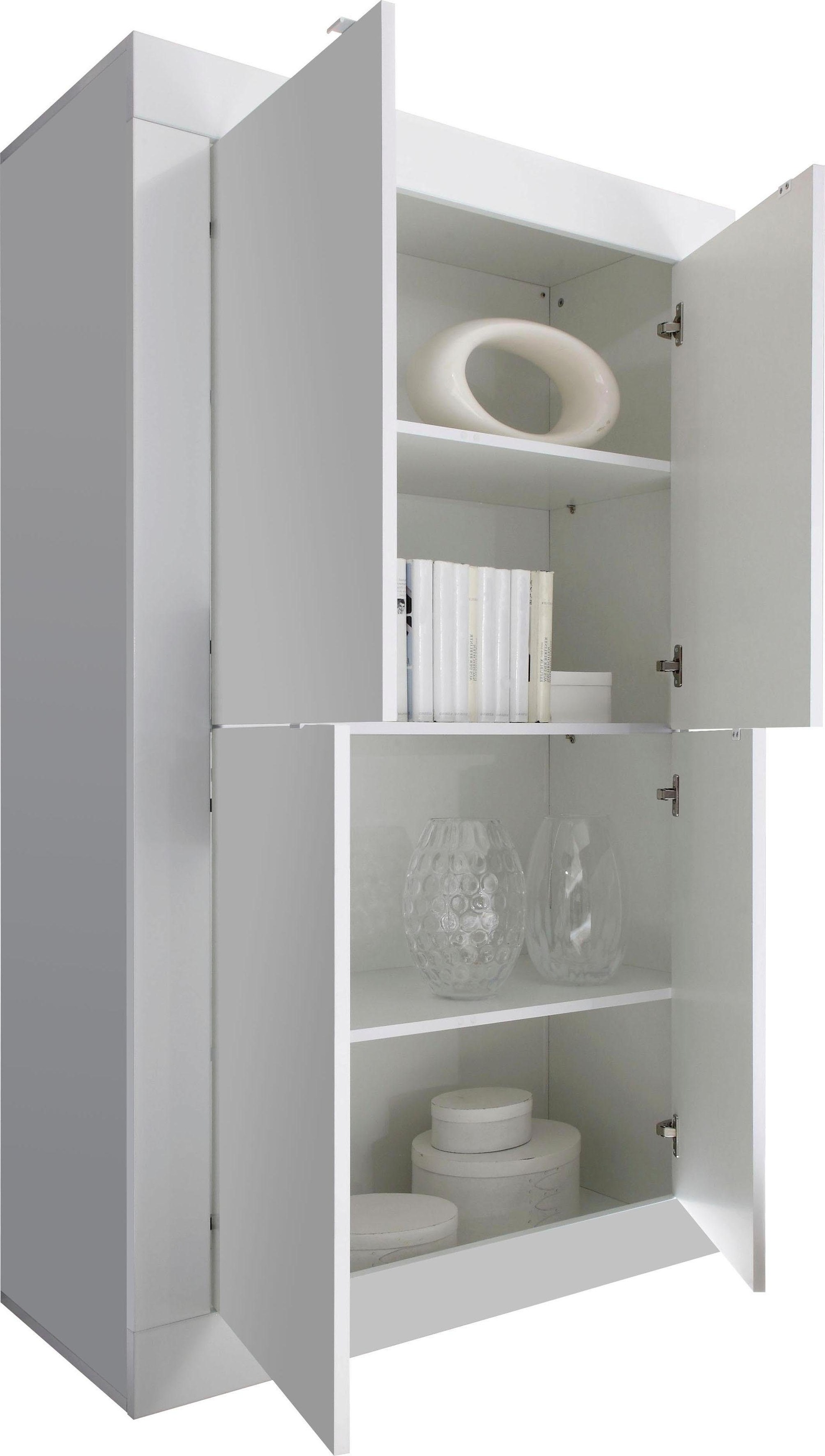 Thumbnail - Home affaire Highboard "Basic Höhe 162 cm, Breite 102 cm, Kommode 4 Türen, Hochkommode" Metallgriff, moderne Rahmenoptik...