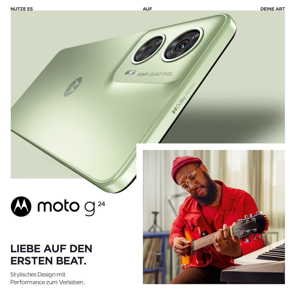 Motorola Smartphone »Moto G24«, Seafoam Green, 16,66 cm/6,56 Zoll, 128 GB Speicherplatz, 50 MP Kamera