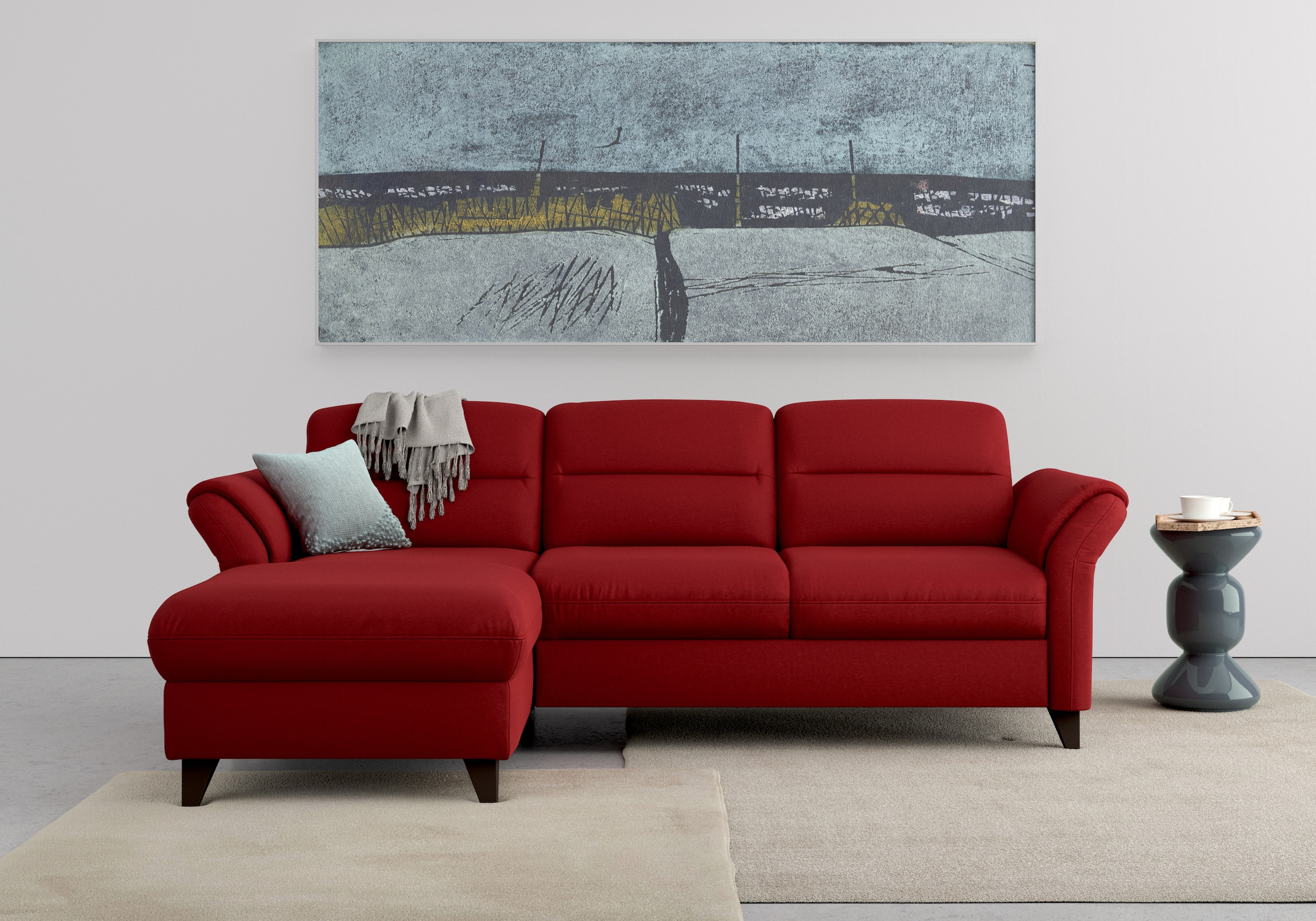 sit&more Ecksofa »Mellum L-Form«, Federkern, wahlweise mit Bettfunktion, Bettkasten und Armteilfunktion