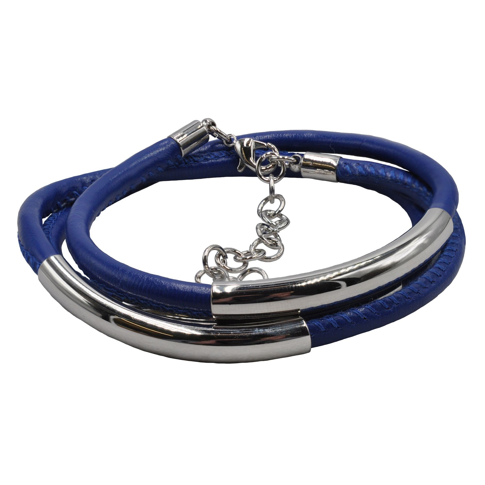 "Armband STEUER ""Kunstleder blau Karabiner"", blau, Armbänder, Damen, 67cm, Synthetik, glänzend, Armband"