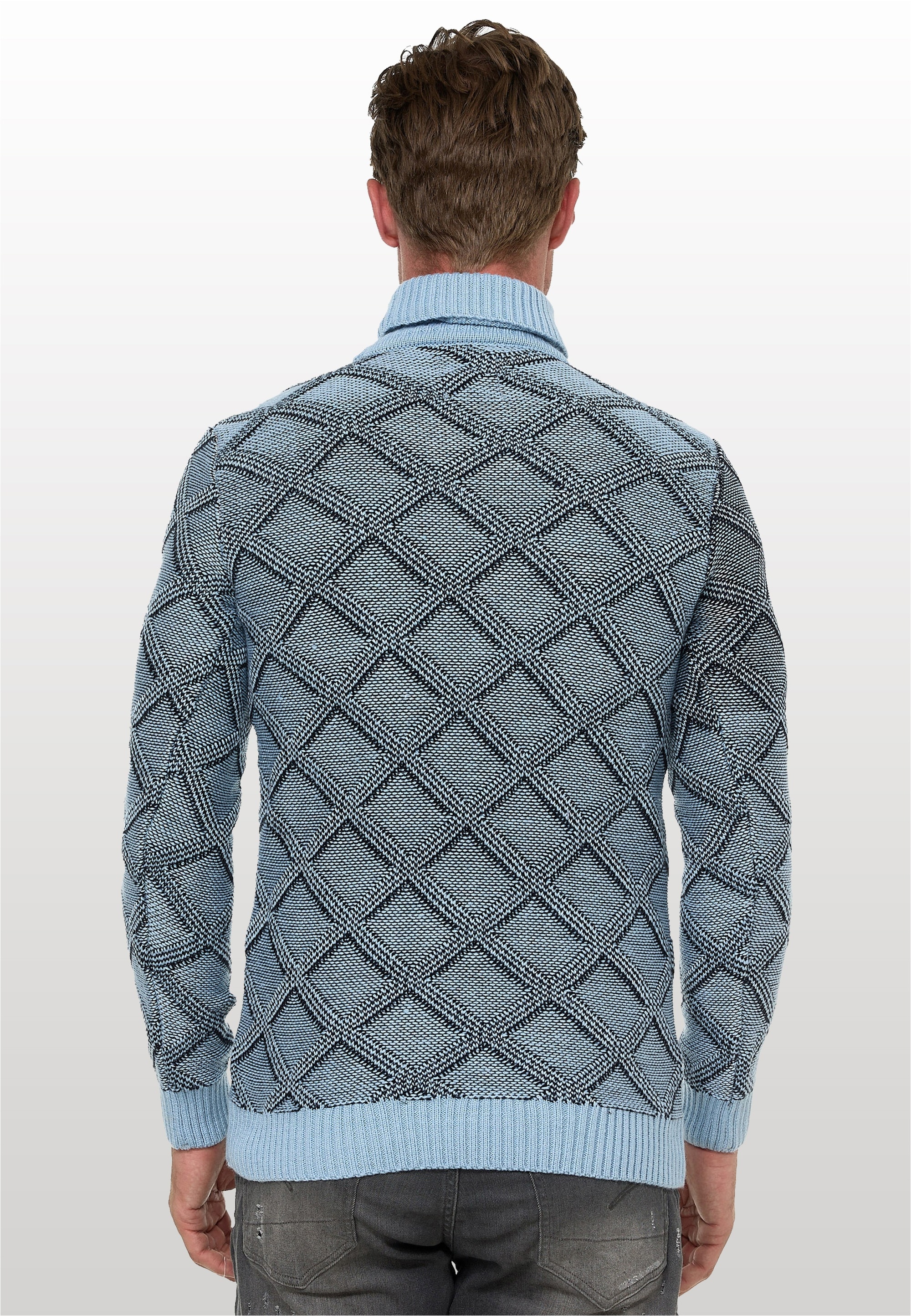 Rusty Neal Rollkragenpullover mit stylischem Karo-Muster
