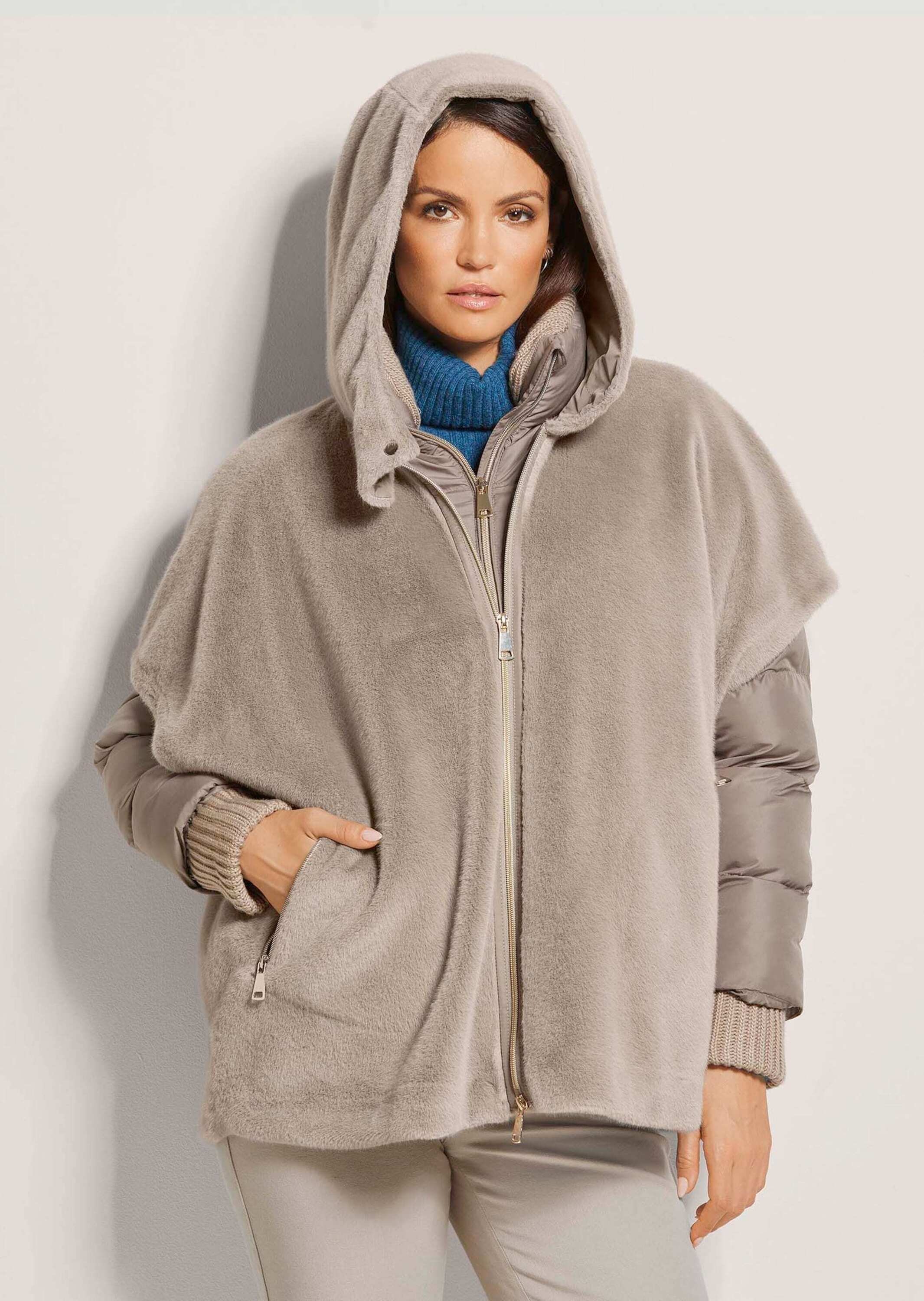 MADELEINE Cape »Poncho-Jacke Webpelz-Poncho mit Kapuze«
