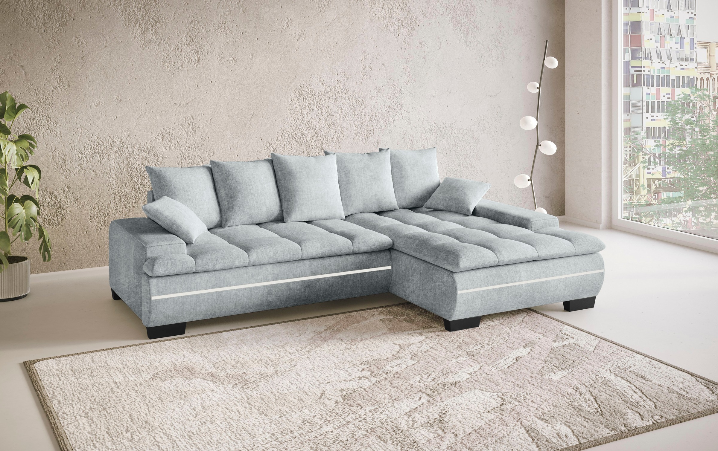 Mr. Couch Ecksofa »Haiti II, L-Form«, RGB-LED Beleuchtung, wahlweise mit Kaltschaum, Bett, Bettkasten