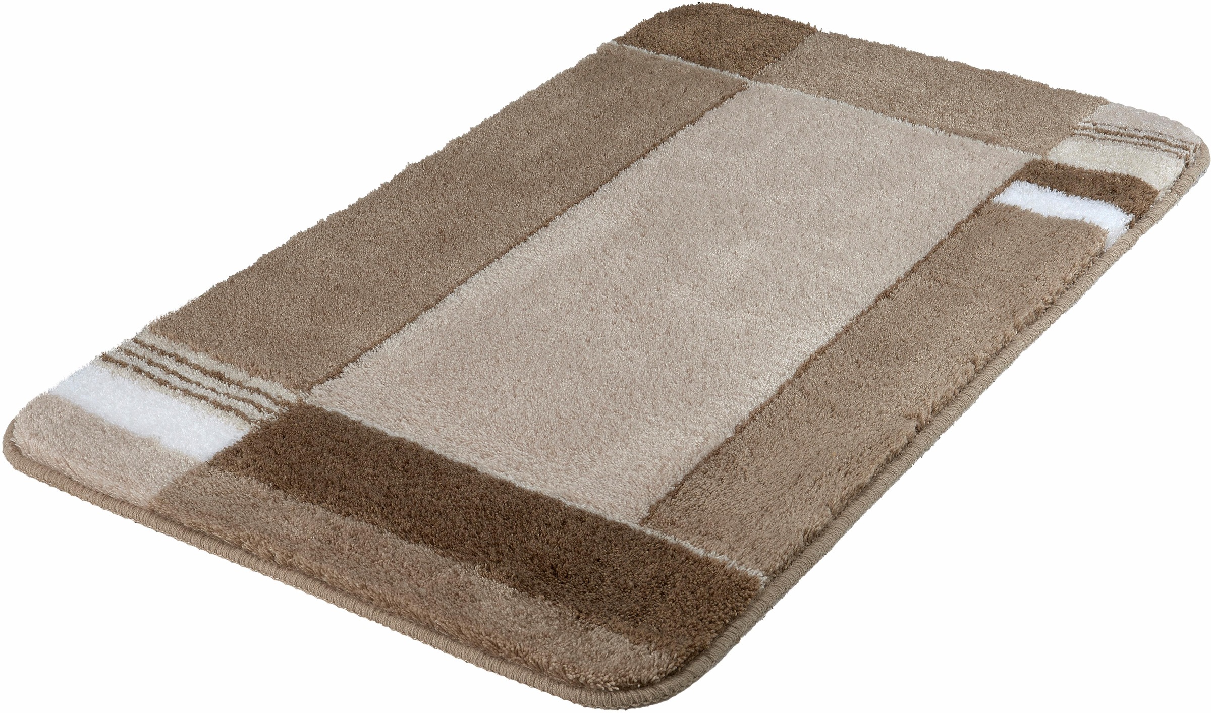 Kleine Wolke Badematte "Padova, Badvorleger, Badezimmer Teppich" Höhe 20 mm rutschhemmend beschichtet fußbodenheizungsgeeignet Badteppich, modernes Design, mit Bordüre, Kundenliebling