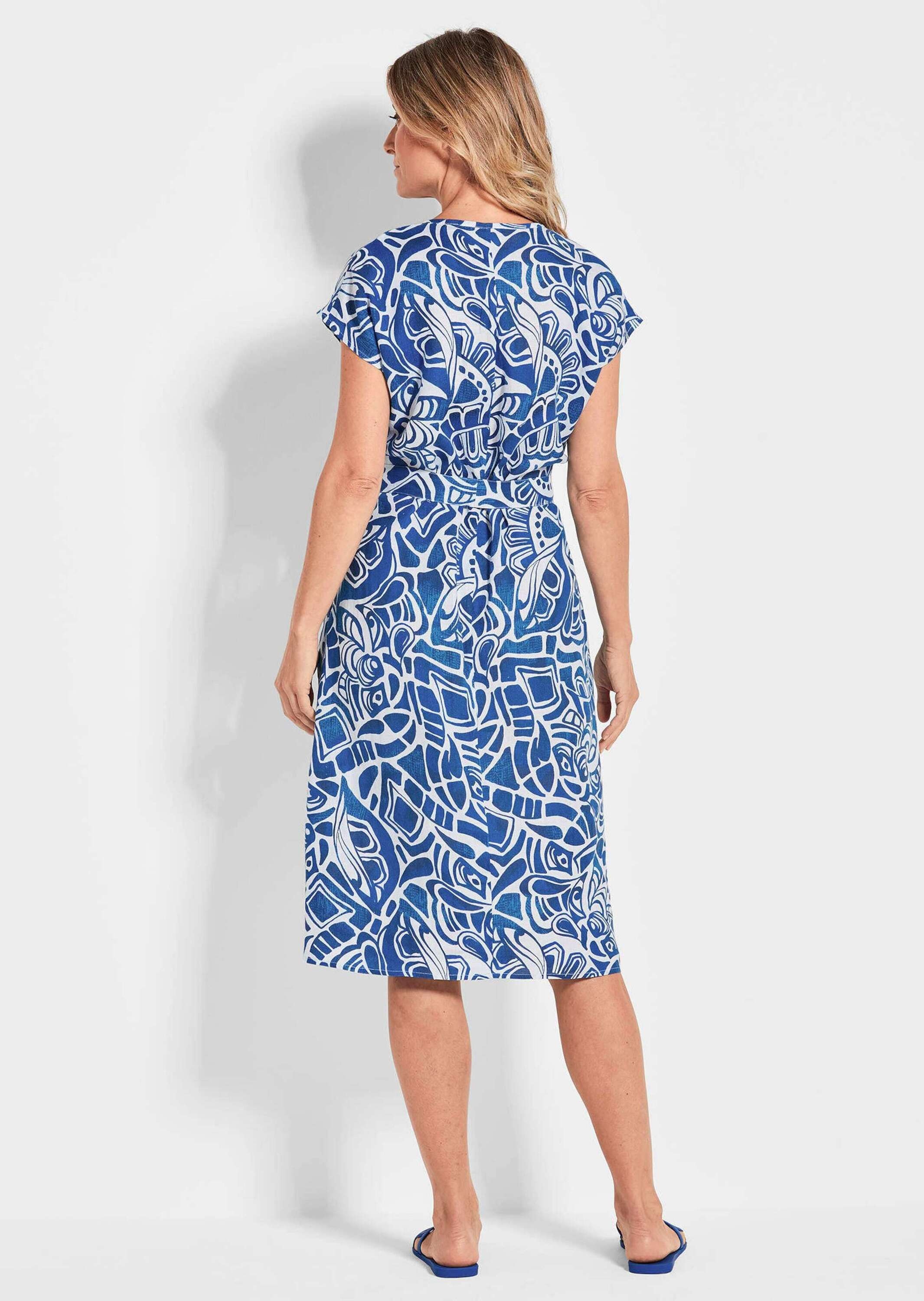 GOLDNER Sommerkleid »Leinenkleid Ethno, Halbarm«