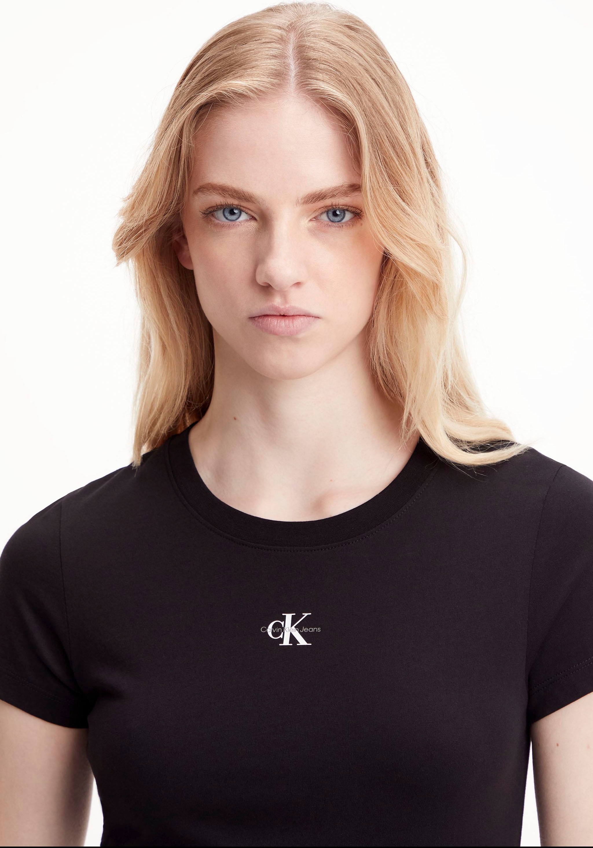 Calvin Klein Jeans T-Shirt online kaufen FIT SLIM »MICRO mit BAUR | MONOLOGO TEE«, Rundhalsausschnitt