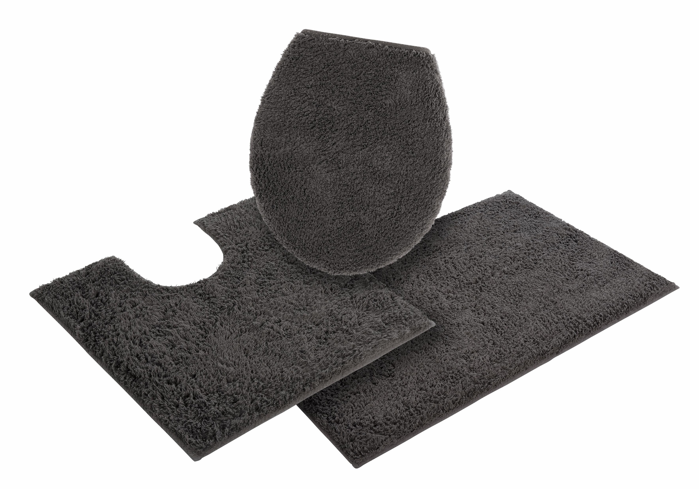 my home Badematte »Maren, Badvorleger, Badezimmer Teppich«, rutschhemmend beschichtet, fußbodenheizungsgeeignet, Bio-Baumwolle, Badteppich, Badematten auch als 3 teiliges Set