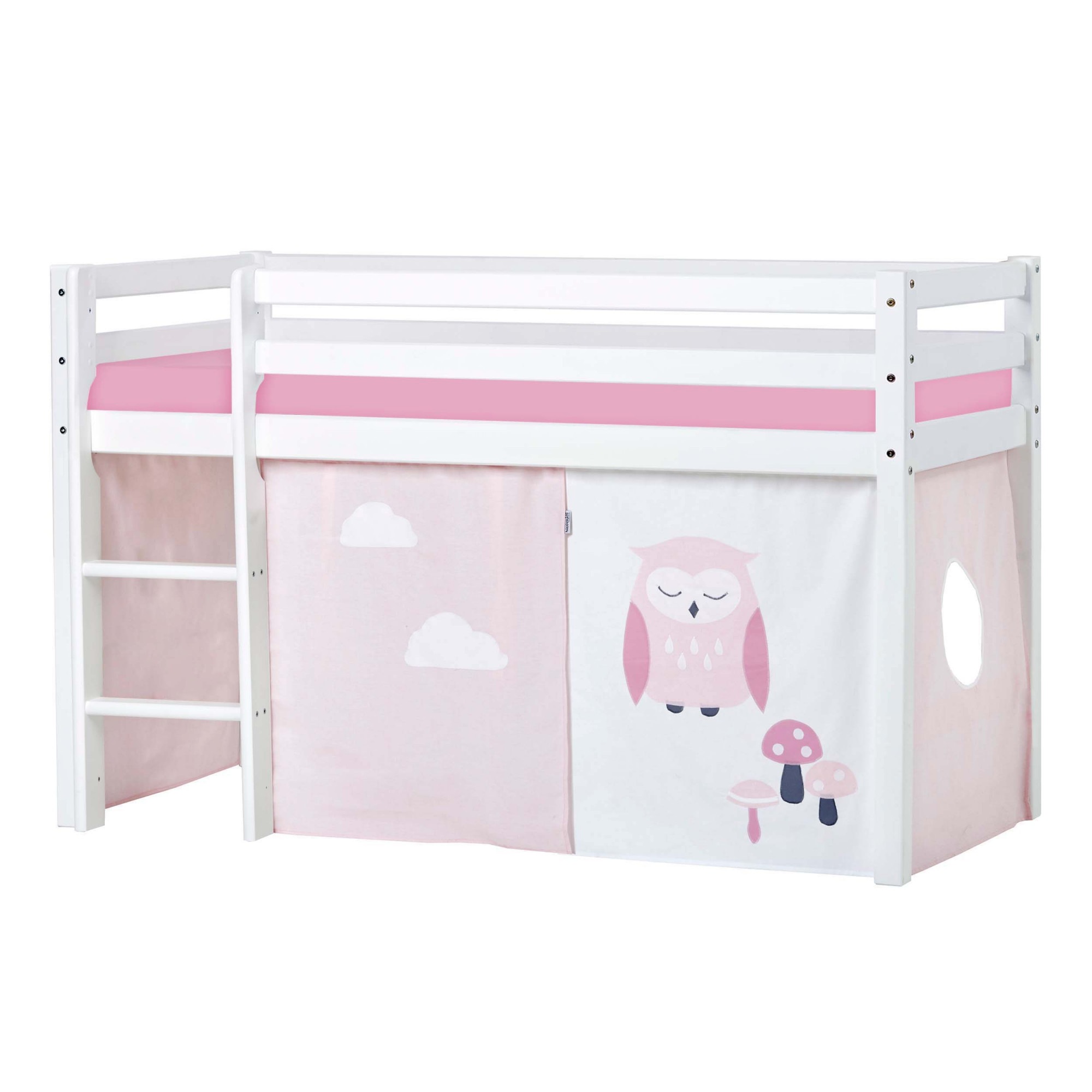 Hoppekids Hochbett »ECO Dream, Kinderbett, Spielbett, Halbhohes Bett aus Massivholz«, inkl. Vorhang-Set Creator, Bettgröße & Matratze wählbar