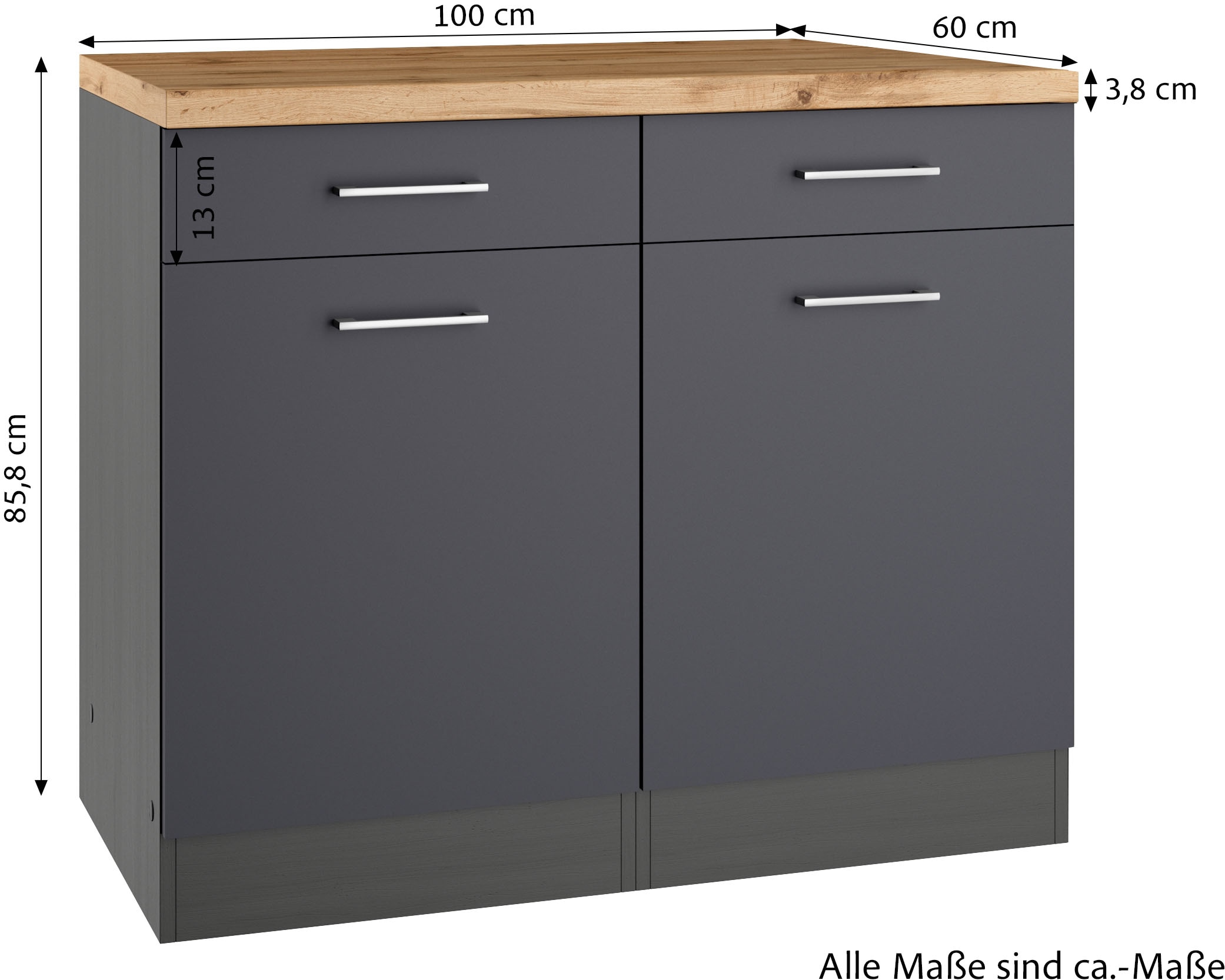 KOCHSTATION Unterschrank »KS-Milan« Unterschrank 100 cm, matte oder hochglänzende Fronten