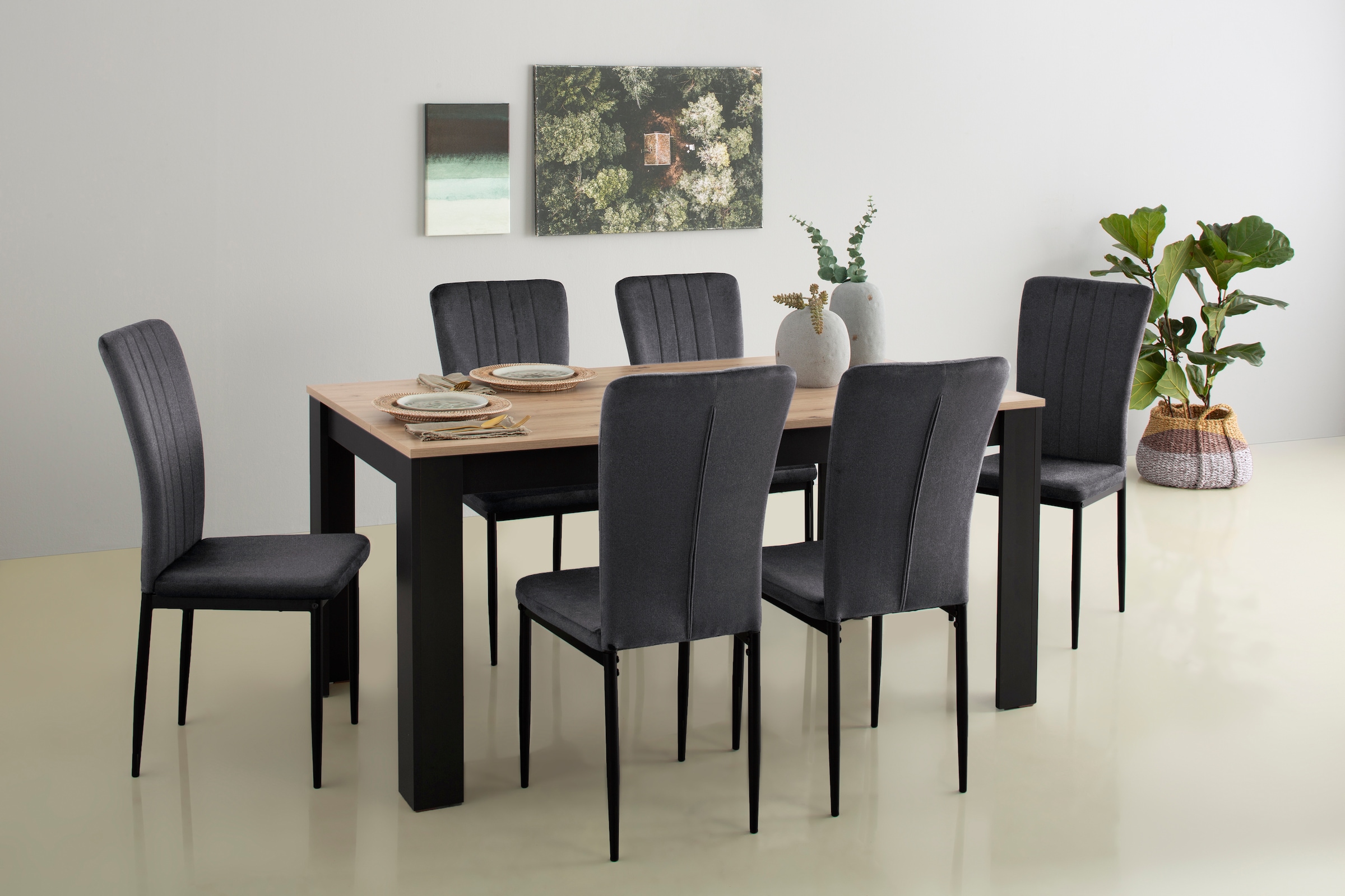 Home affaire Essgruppe "Bergamo Tisch Stühle Speisezimmer Bestseller", (Set, 7 tlg.), moderne 7-tlg Tischgruppe, Unser B