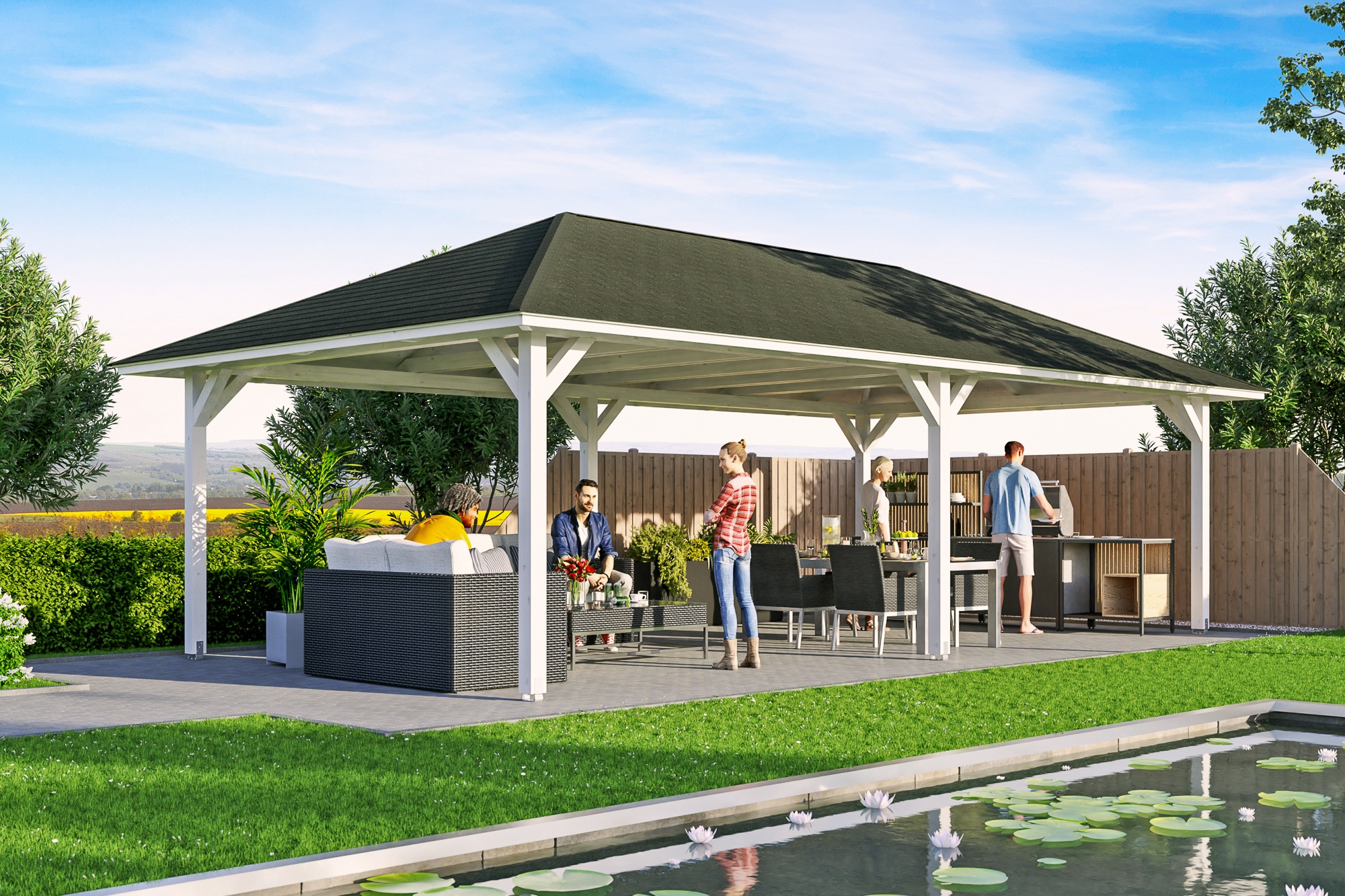Skanholz Holzpavillon »Orleans 3«, Leimholz, 424 x 836 cm