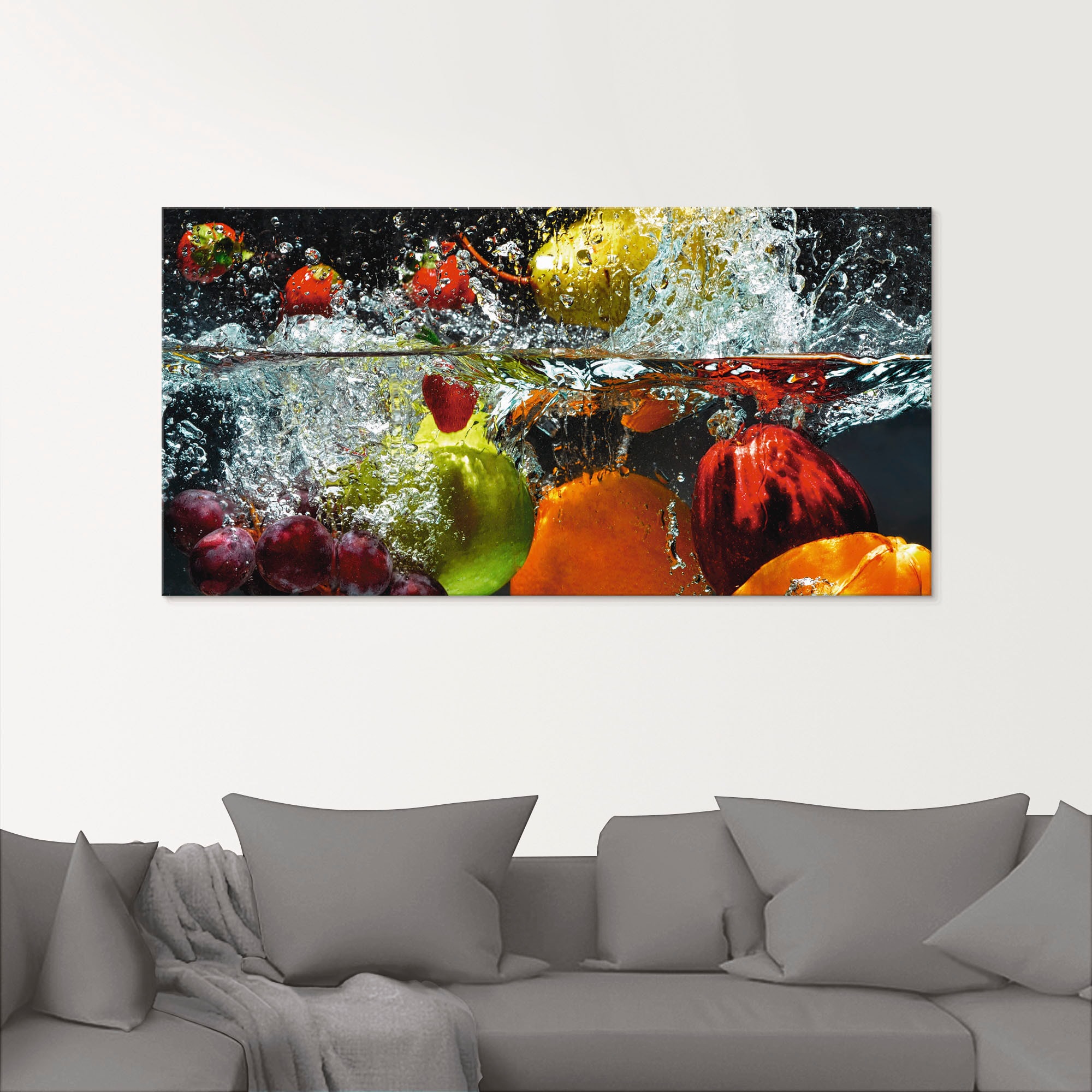 Artland Glasbild "Spritzendes Obst auf dem Wasser", Lebensmittel, (1 St.), günstig online kaufen