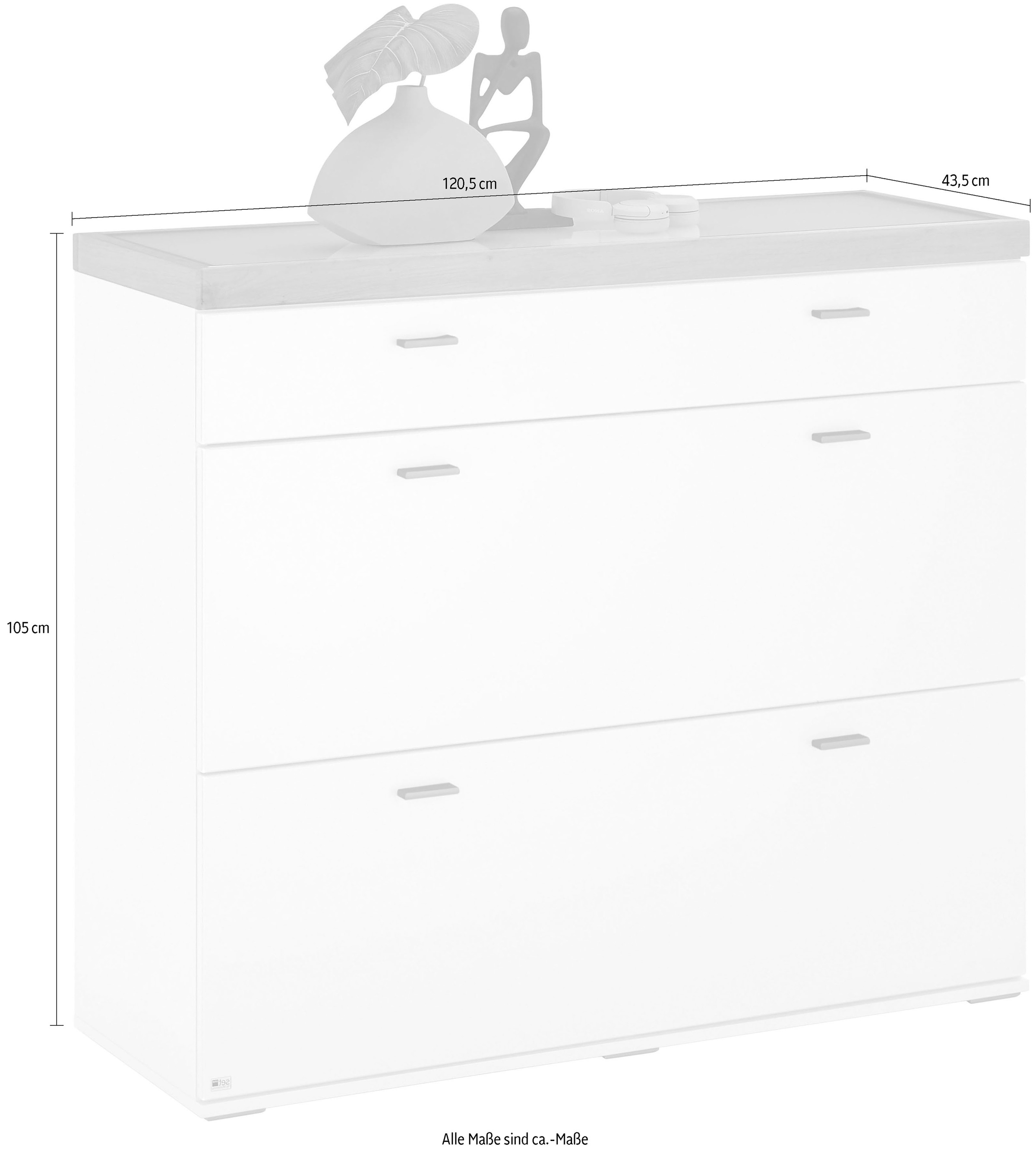 set one by Musterring Sideboard »Lancaster Dielen«, inklusive LED-Beleuchtung, mit Türen und Schubkästen, Breite 121 cm