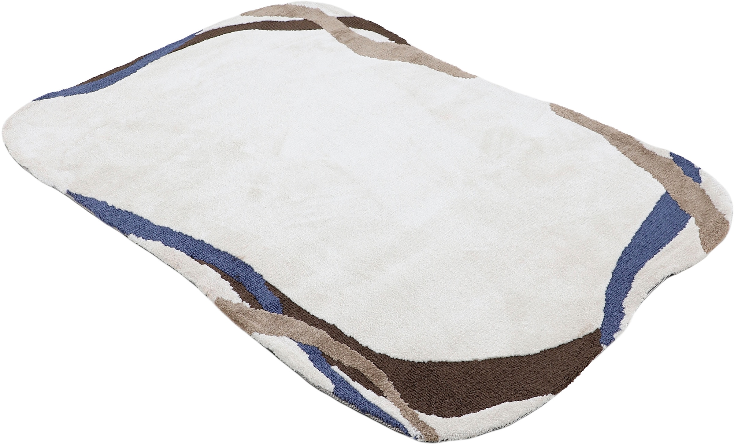 carpetfine Teppich »Holly 6«, wellenförmig, 12 mm Höhe, Uni-Farben, mit Bordüre, Wohnzimmer