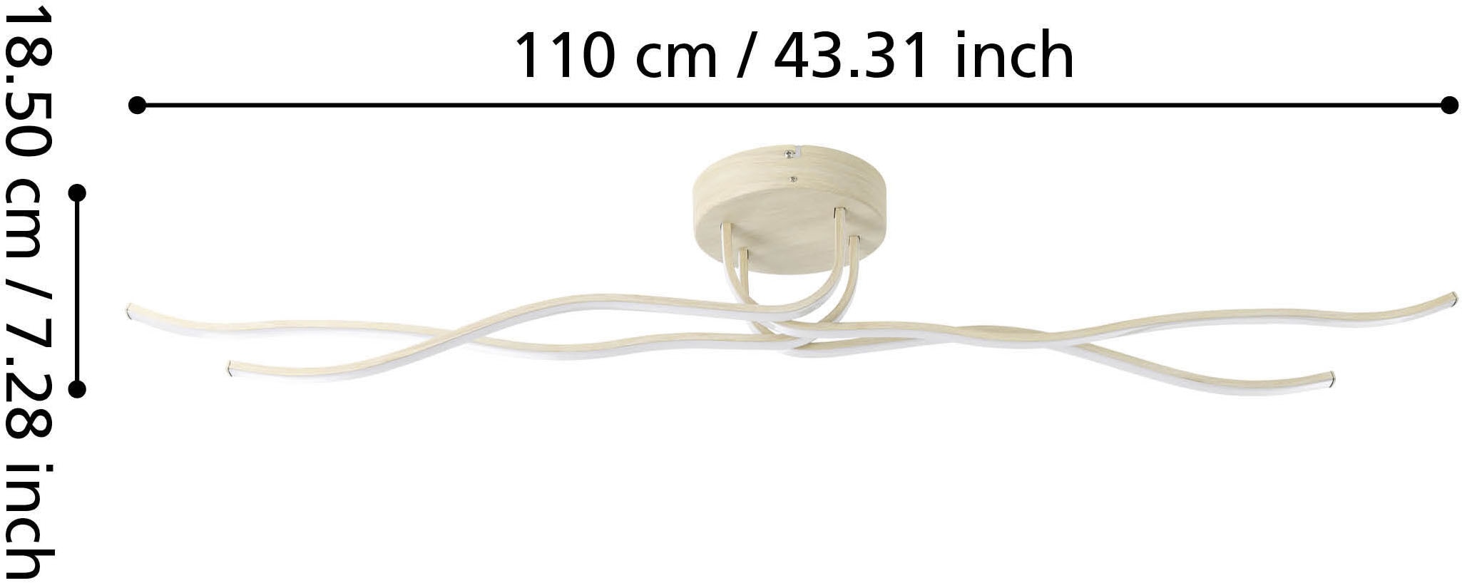 EGLO Deckenleuchte »RONCADE 2 Wand- / Deckenlampe - Stahl, Alu - LED - 37W - IP20« LED-Modul 1 Stk. Warmweiß Wohzimmerlampe, Esszimmerlampe, Flur, Schlafzimmer, L110xB16xH18,5 cm