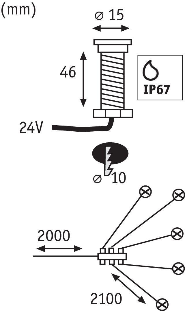 Paulmann LED Einbauleuchte »Plug & Shine«, 5 flammig-flammig, LED-Modul, IP67 3000K Edelstahl, 5er Set