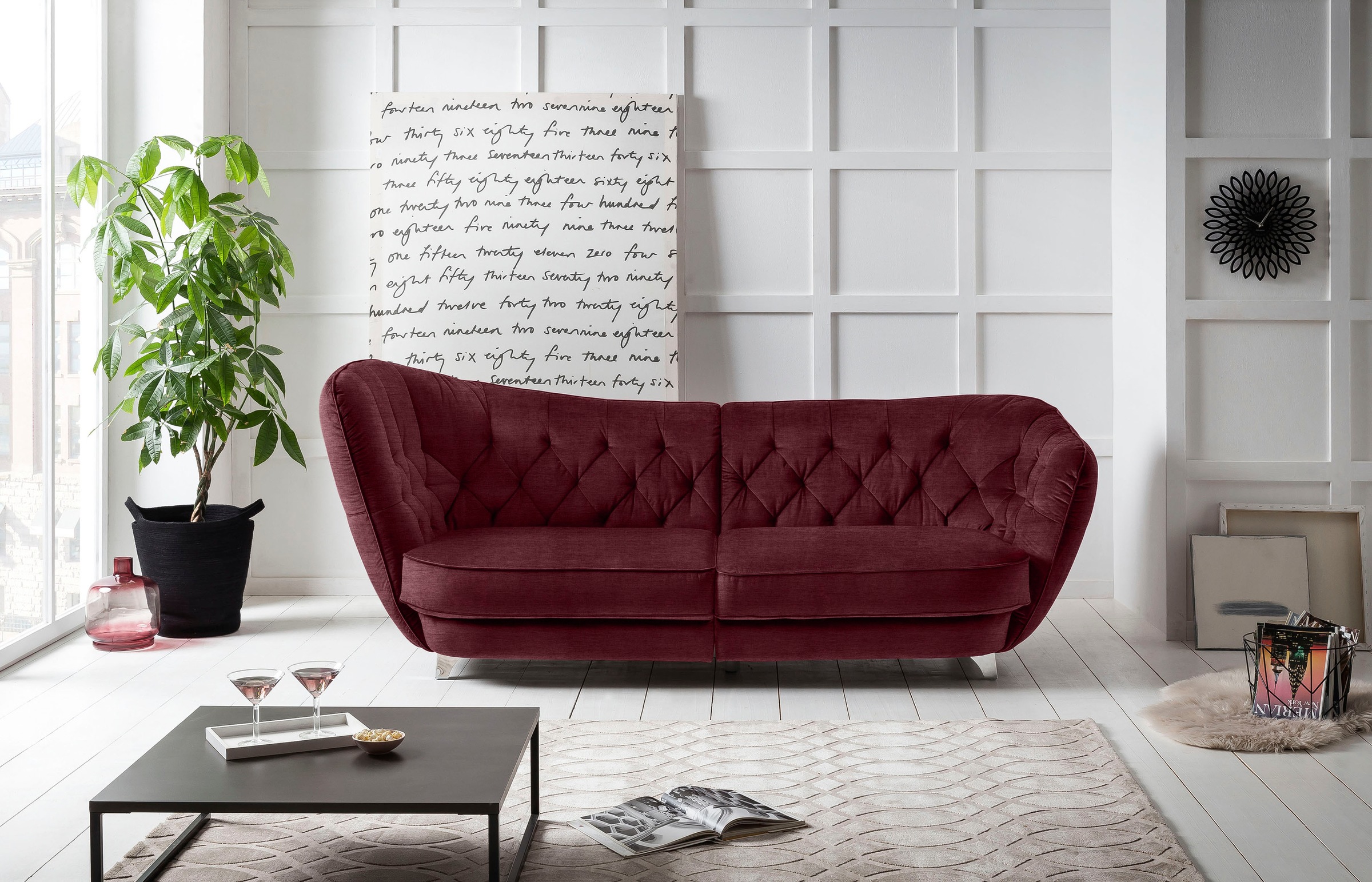 Leonique Big-Sofa "Retro", stylischer Hochlehner günstig online kaufen