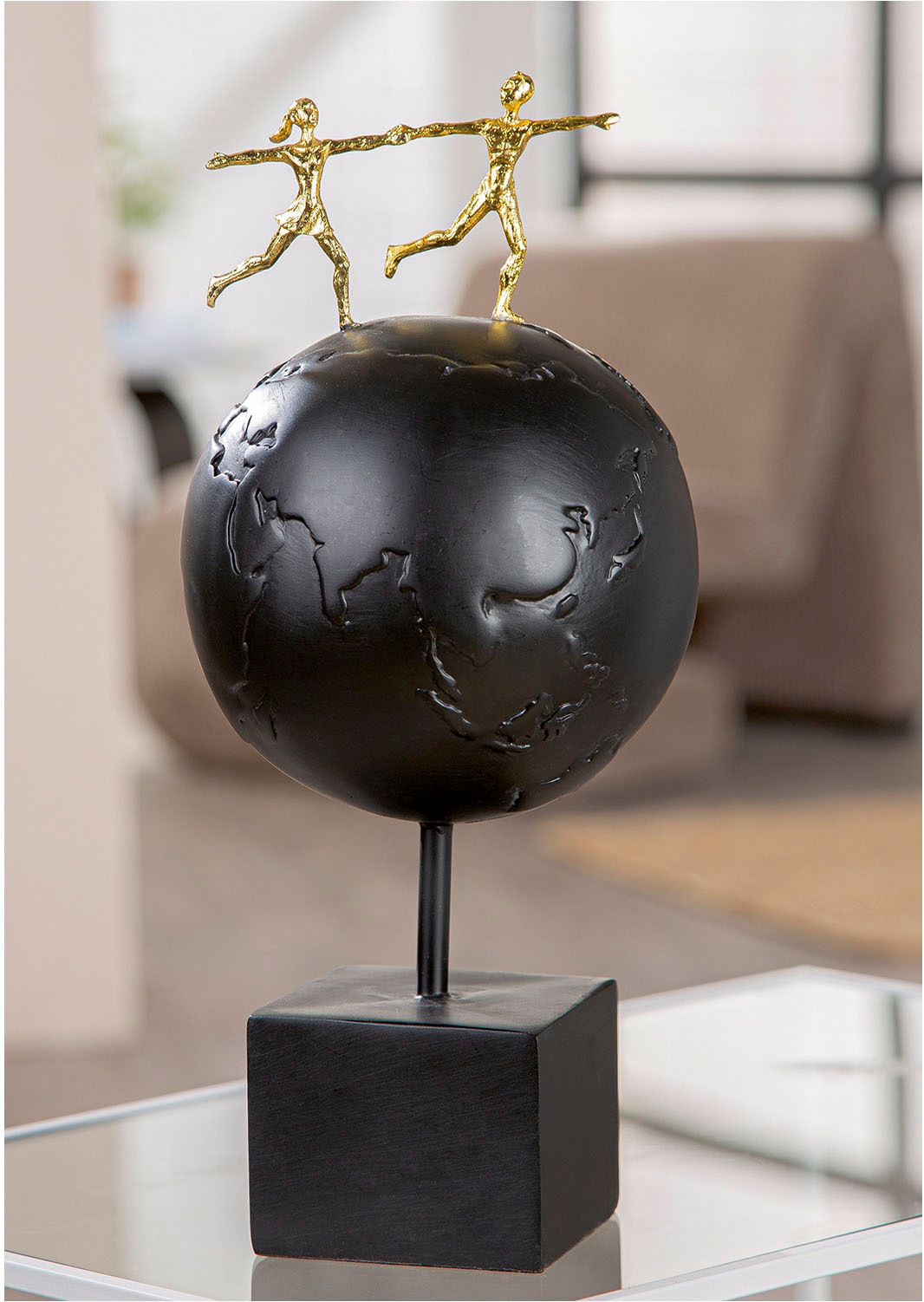 GILDE Dekoobjekt "Skulptur Erde; Paar Around the World schwarz H. 33,5 cm" günstig online kaufen