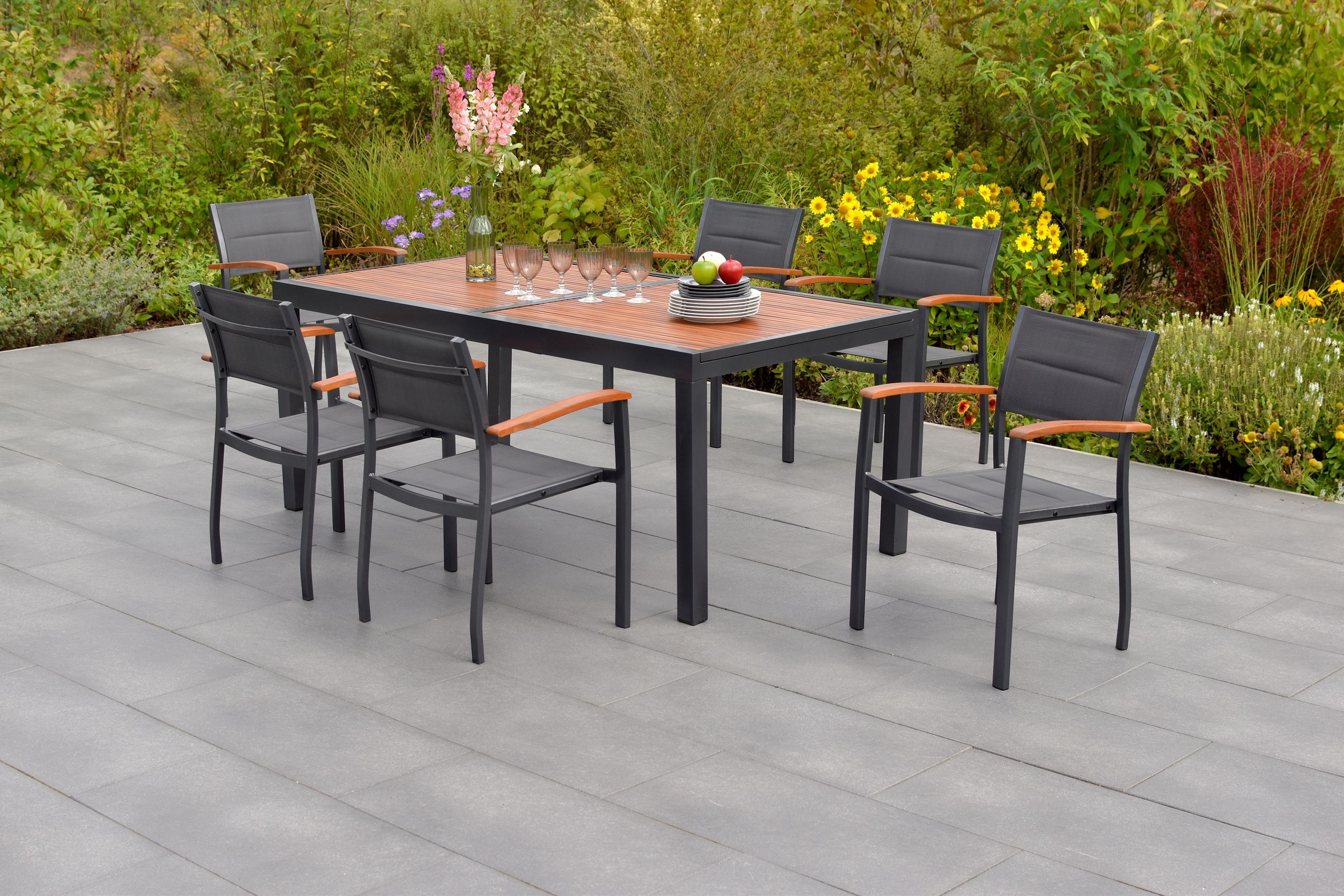 MERXX Garten-Essgruppe ""Paxos"" Set, Gepadded, pulverbeschichtetes Alumini günstig online kaufen