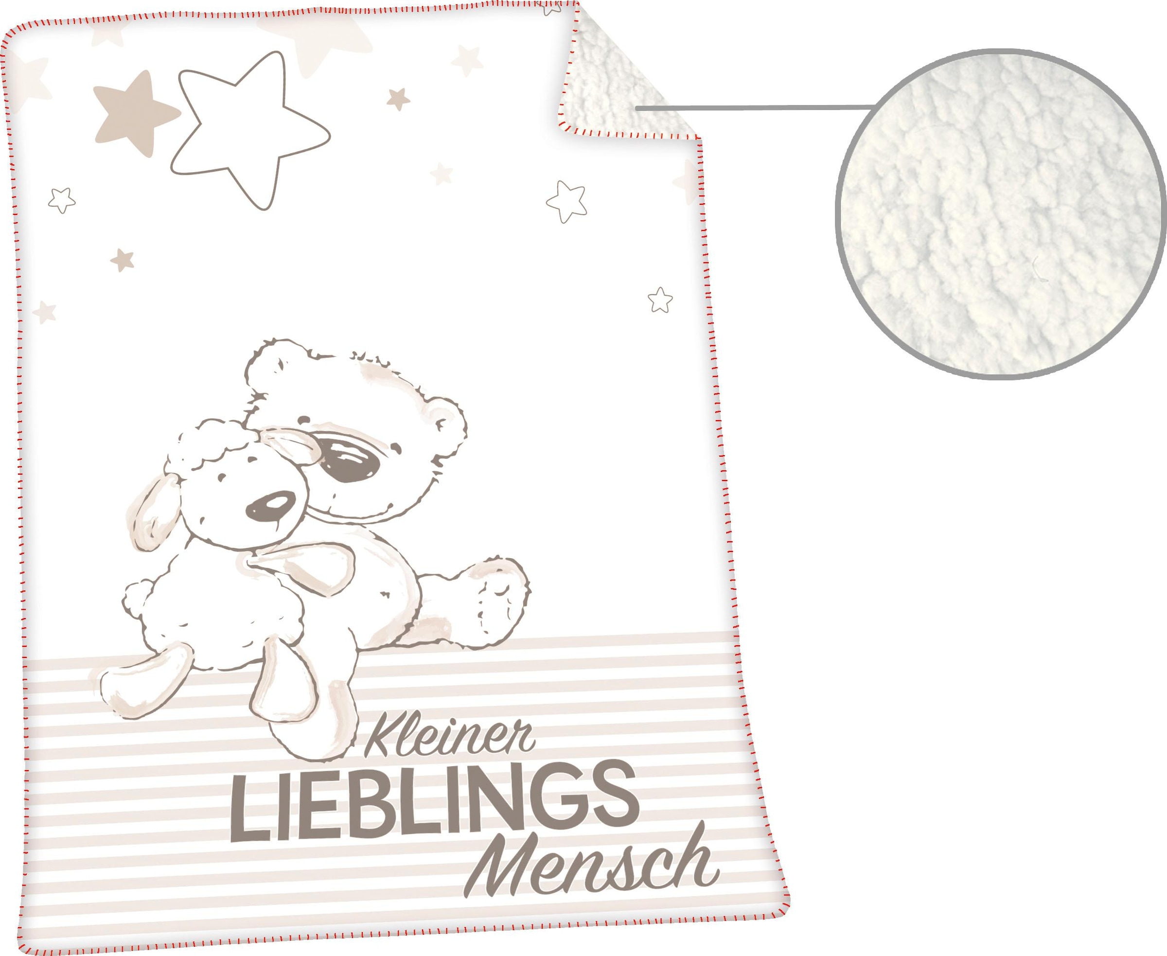 Herding Babydecke »Jonas Lieblingsmensch«, mit Kuscheldecke niedlichem | bestellen BAUR Motiv