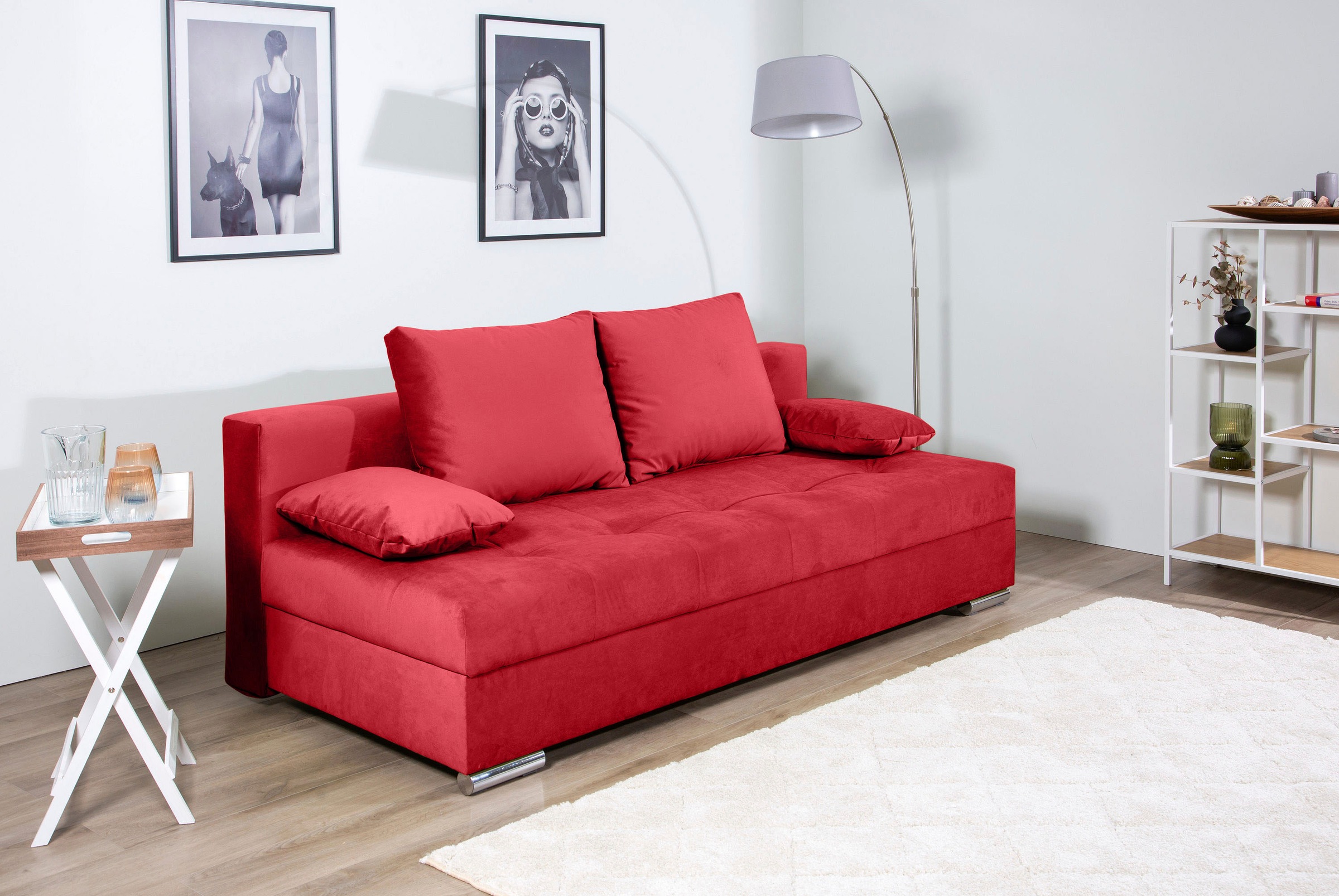 COLLECTION AB Schlafsofa »Tania mit Bettfunktion und Bettkasten«, komfortabler Sitzkomfort: Federkern-Polsterung, inklusive Rückenkissen