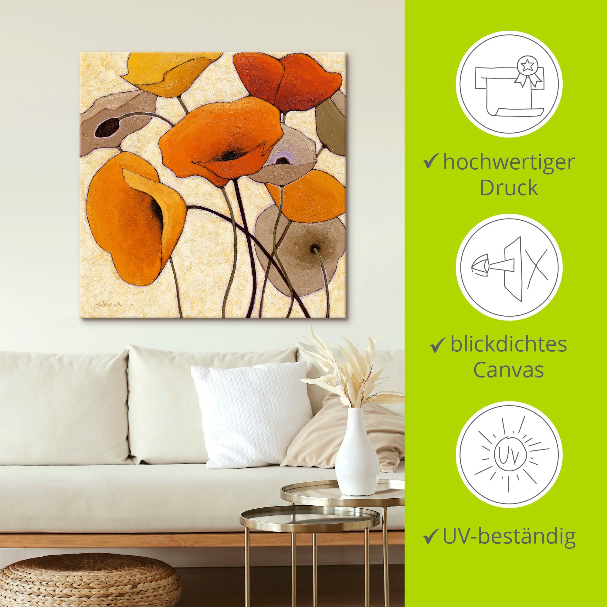 Artland Leinwandbild »Kürbismohn III« Blumen 1 Stk. tlg. auf Holzrahmen gespannt