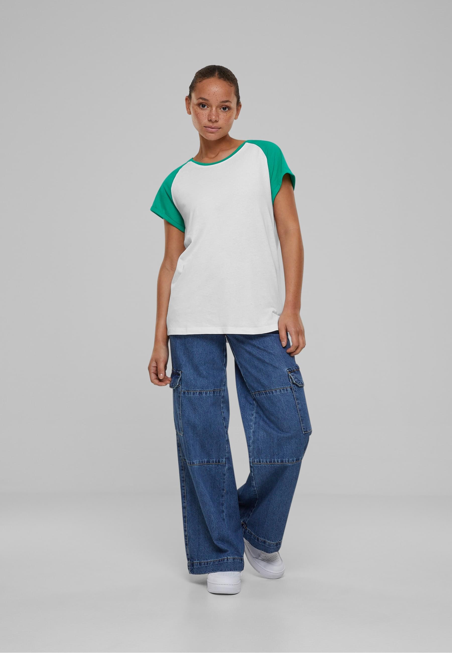 URBAN CLASSICS Kurzarmshirt »Urban Classics Damen Ladies Contrast Raglan Tee«, (1 tlg.)