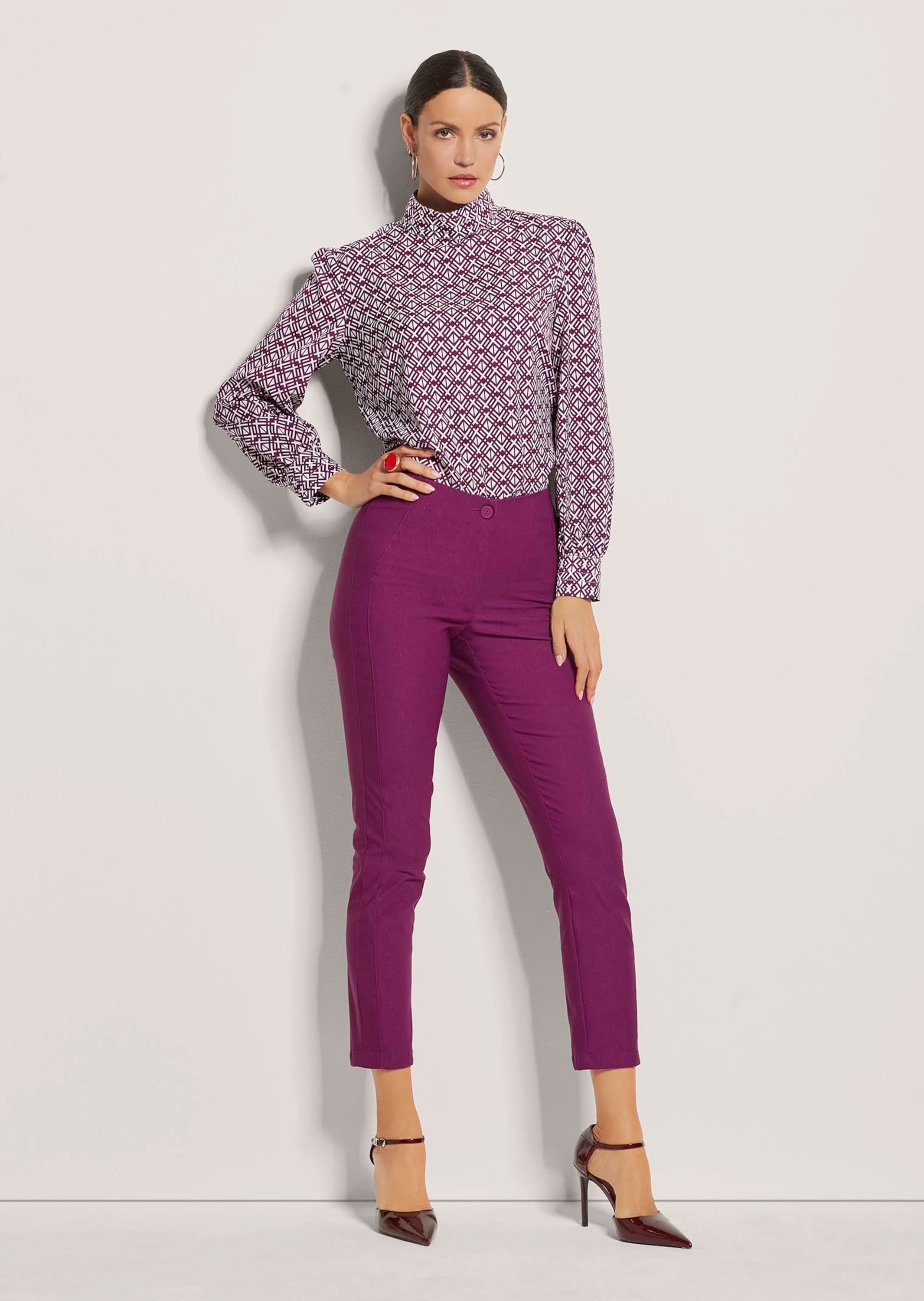 MADELEINE Stoffhose »Hose Schlanke Stretch-Hose mit Vichy-Karo«