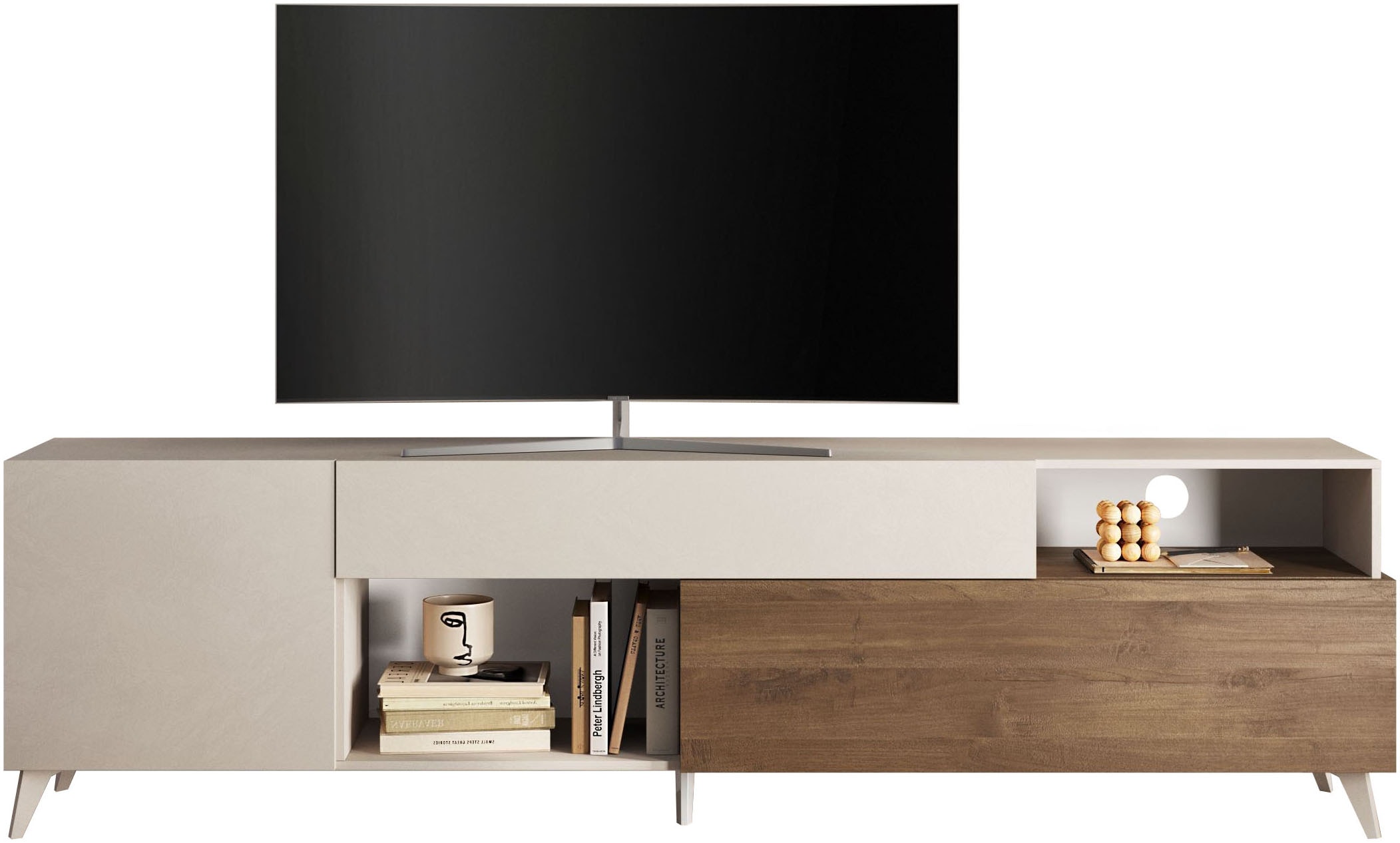 Home affaire Lowboard "Monaco in Breite 241 cm, TV-Schrank mit Tür, Klappe und Schubkasten" Mediaboard – sanft schließend, edel, mit Kabelkanal, spürbar geräumig