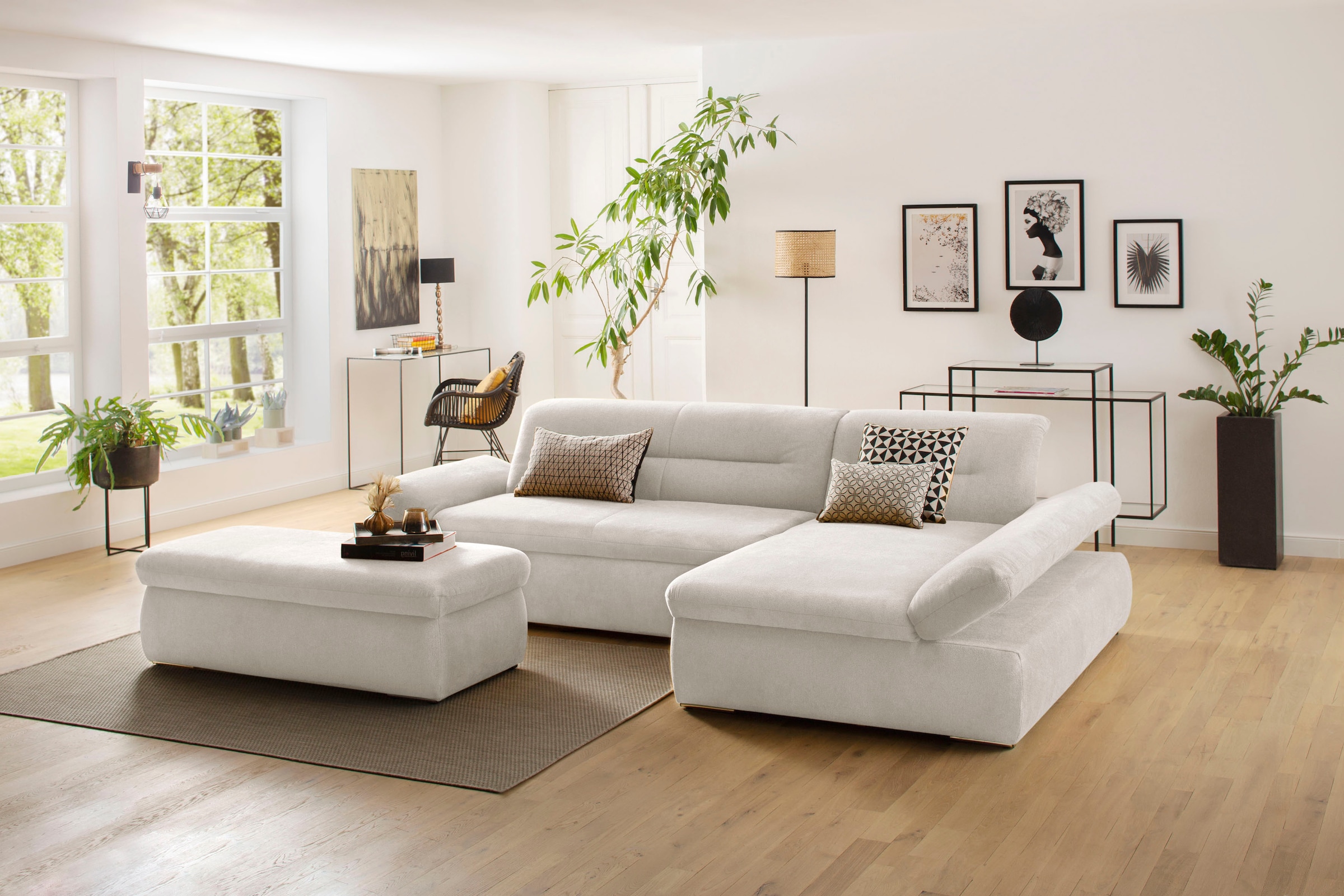 Home affaire Ecksofa "Avesa L-Form" Wahlweise mit Armteilvertsellung und Bettfunktion, B/T/H: 300/172/80cm