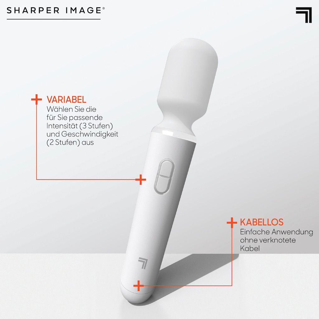 Sharper Image Massagegerät »Kleiner Kabelloser Tragbarer Ganzkörper Massagestab GO«, mit mehreren Vibrationsstufen