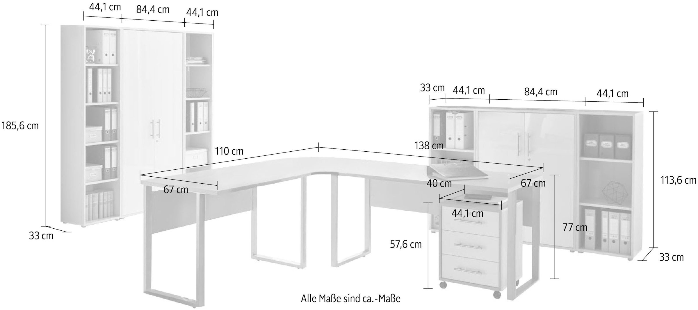 BMG Möbel Büro-Set »Tabor Office 5«, (Set, 10 tlg.)