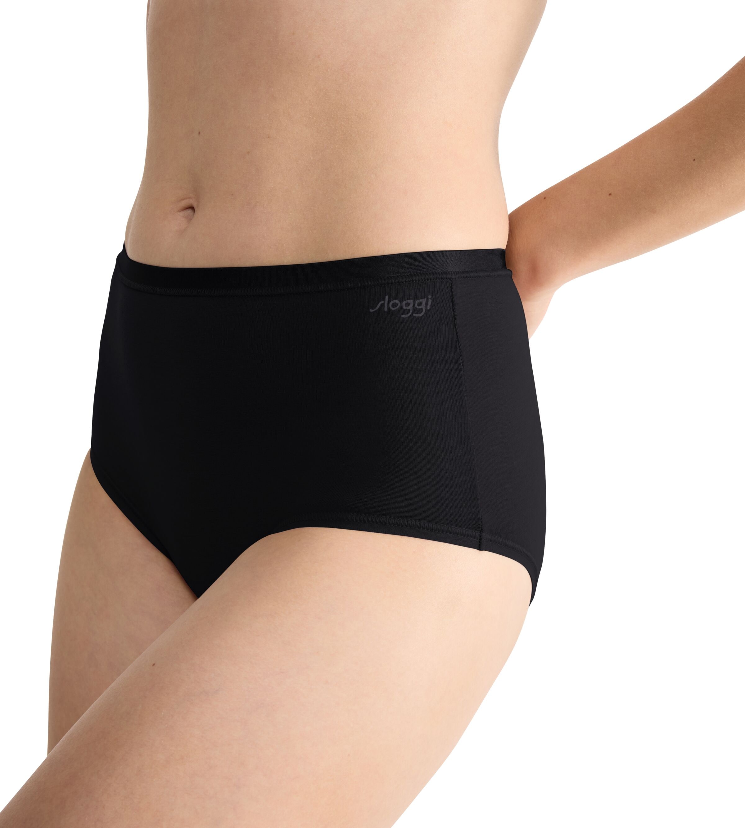 sloggi Slip »GO Daily Cotton Highwaist 3P«, (3er Pack), Glanz-Effekt Details, hochgeschnittene Taille
