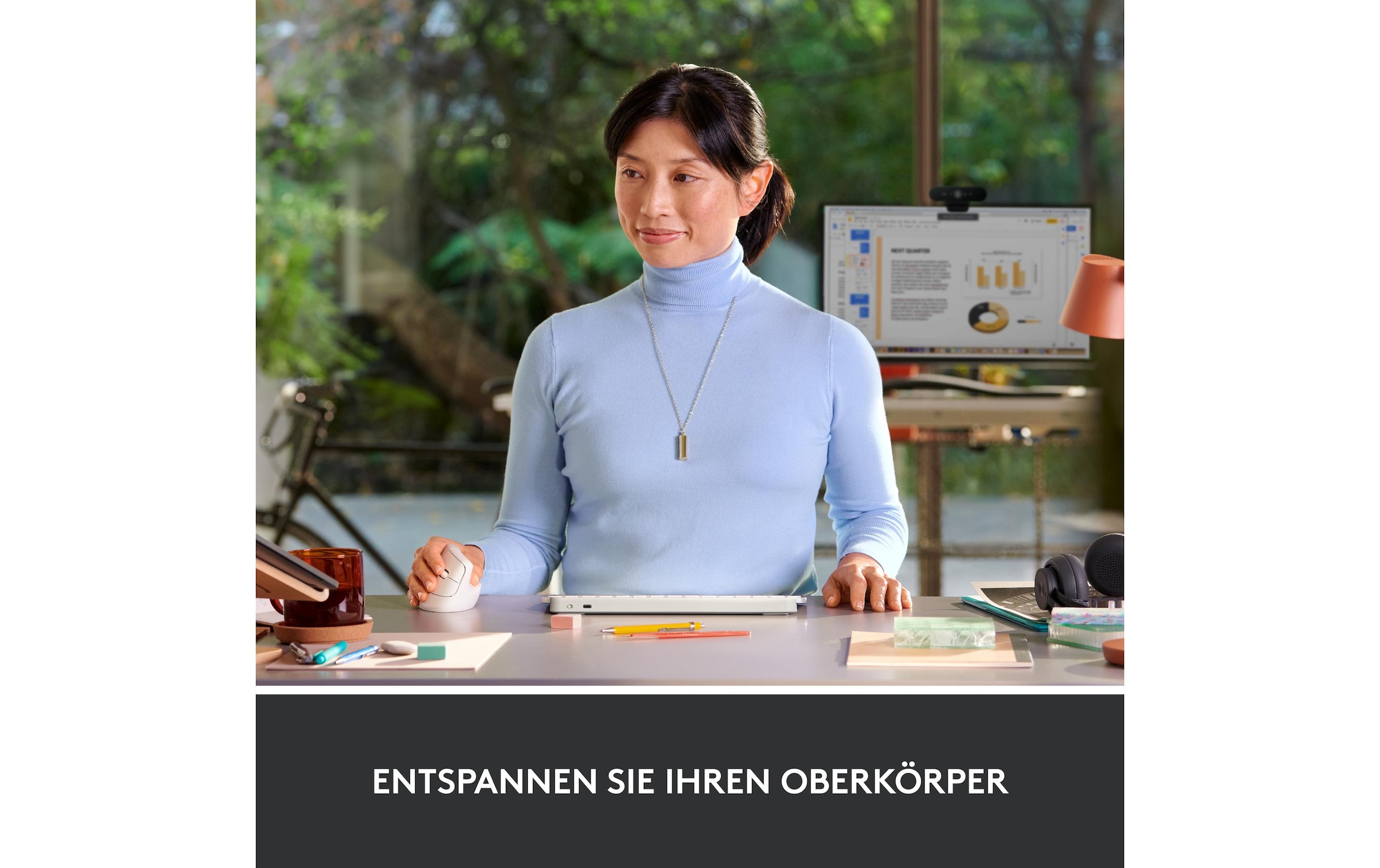Logitech ergonomische Maus »Maus Lift Off-white« kabellos