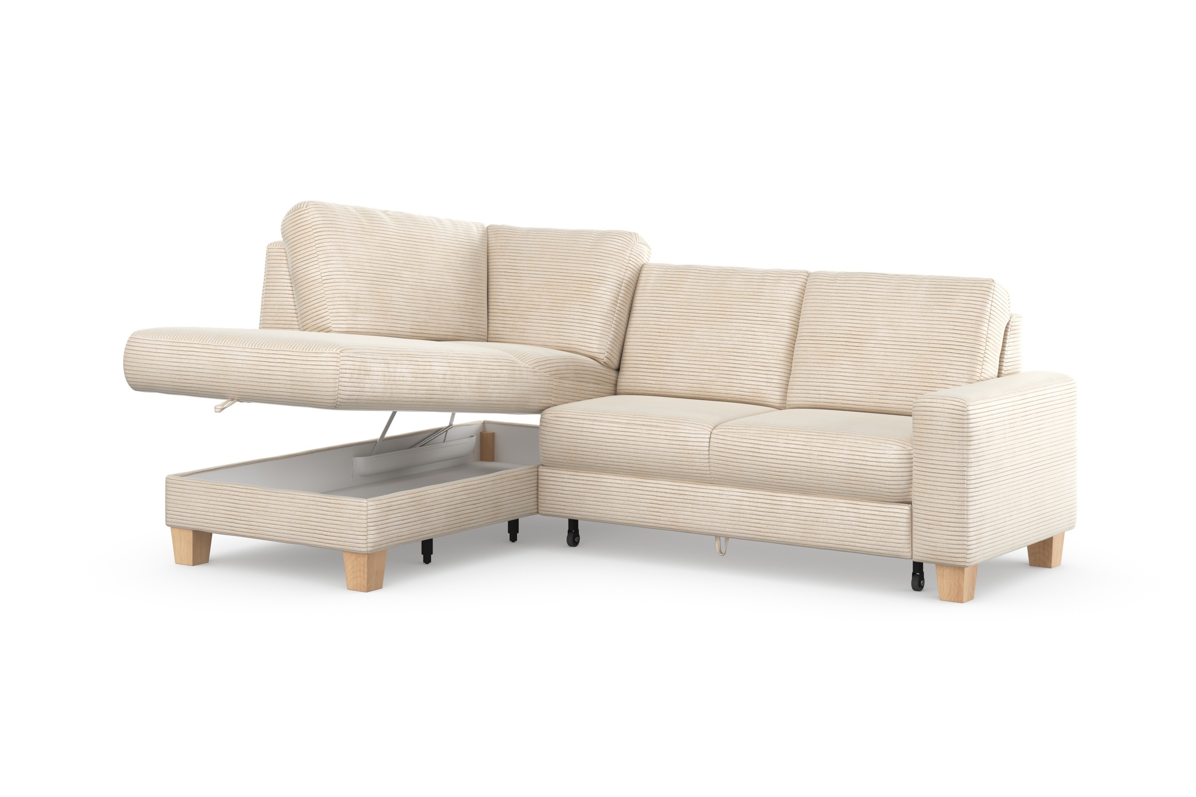 Home affaire Ecksofa »Summer L-Form«, mit Ottomane, wahlweise mit Bettfunktion und Bettkasten, Cord-Bezug