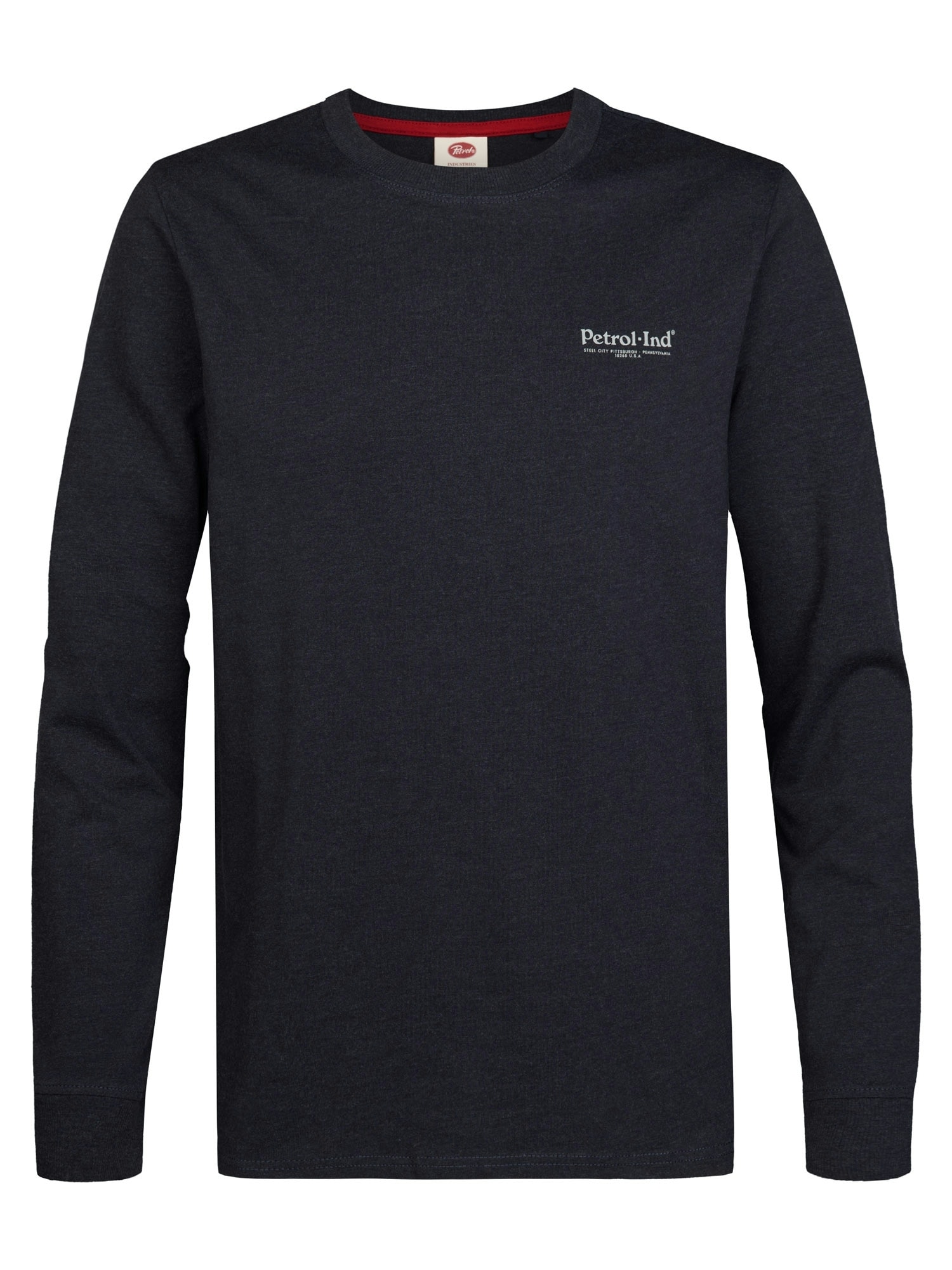 Petrol Industries Langarmshirt Mit Rundhalsausschnitt, Kleine Logoprägung