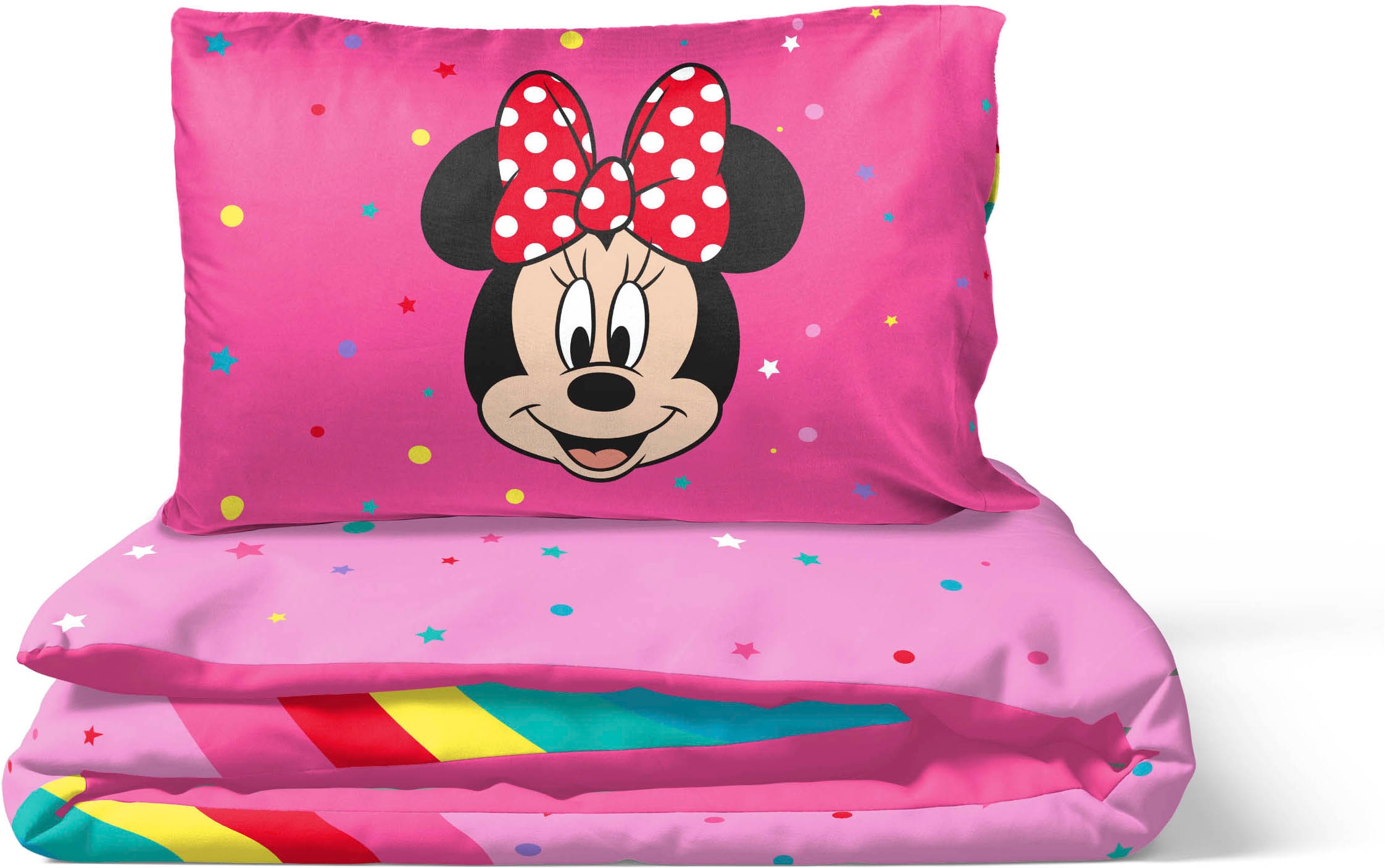 Disney Kinderbettwäsche »Minnie Mouse Rainbow« 2 100% Baumwolle