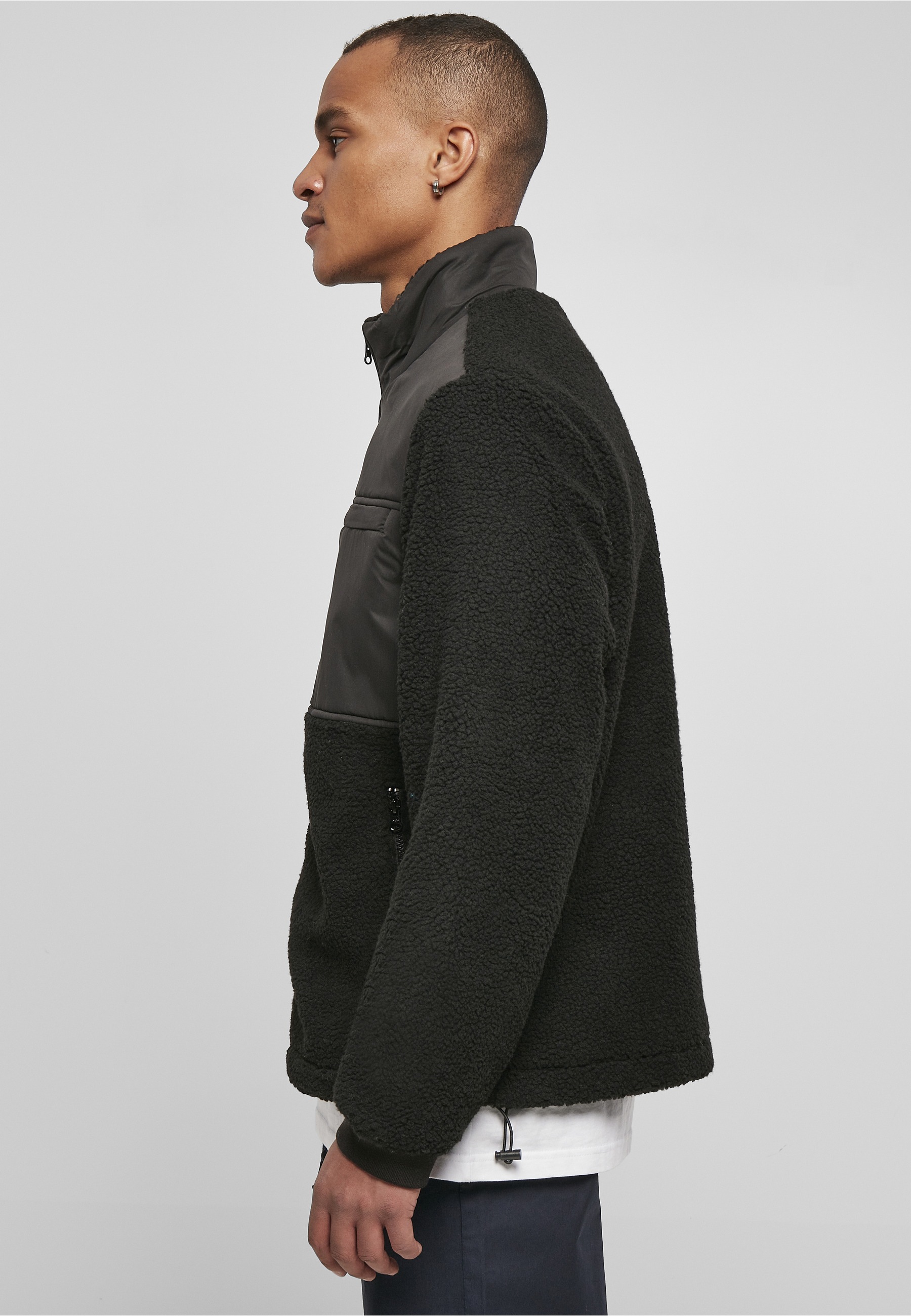 URBAN CLASSICS Winterjacke »Urban Classics Herren Patched Sherpa Jacket« 1 Stk. tlg. ohne Kapuze
