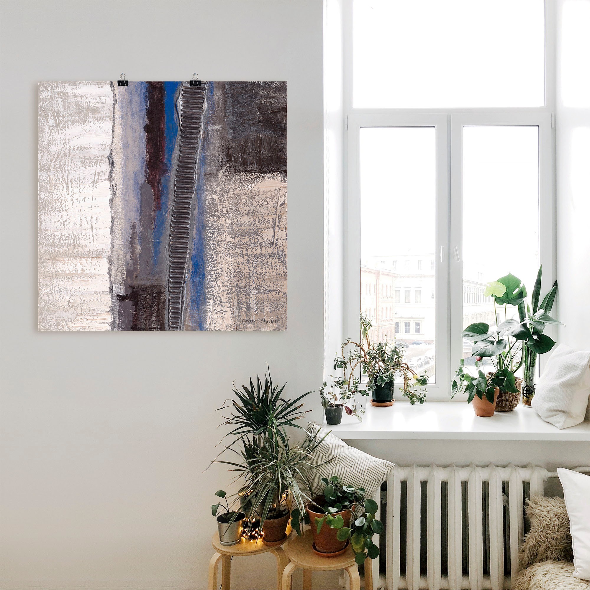 Artland Wandbild »Blau-silber Abstrakt I«, Muster, (1 St.), als Alubild, Outdoorbild, Leinwandbild, Poster in verschied. Größen