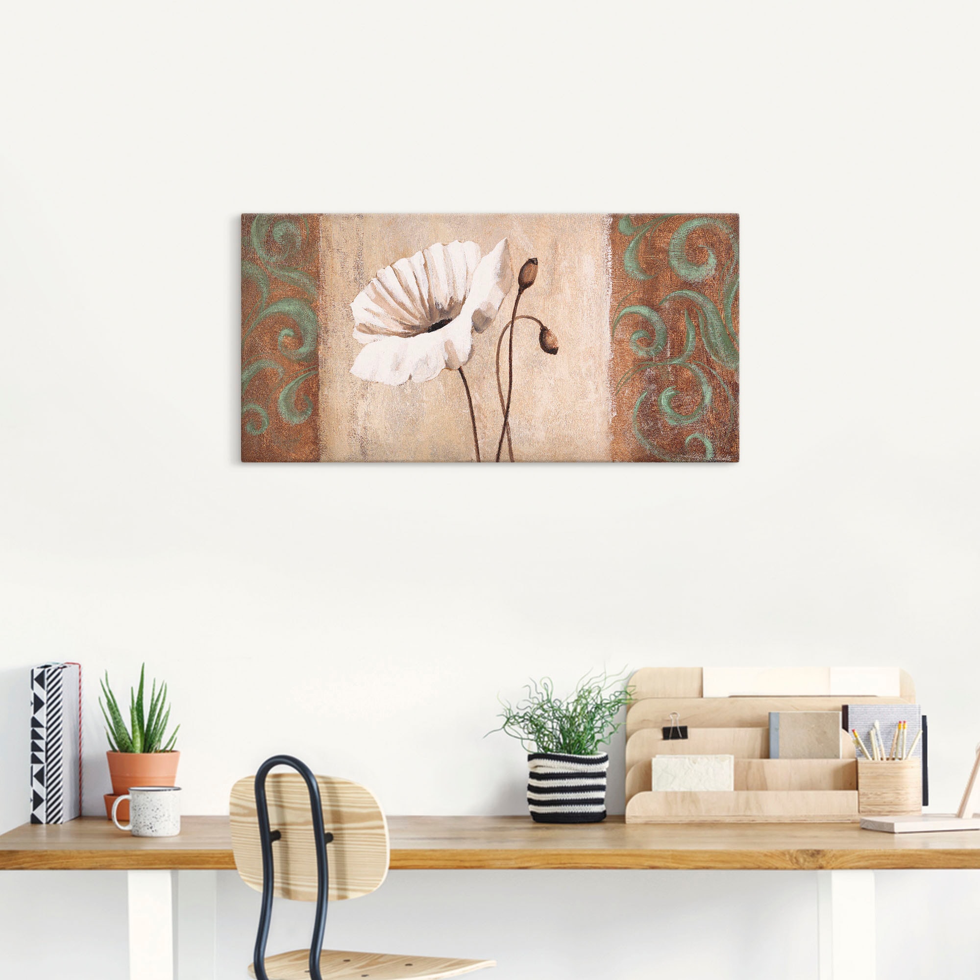 Artland Wandbild »Mohnblumen mit Ornamenten«, Blumen, (1 St.), als Leinwandbild, Poster in verschied. Größen