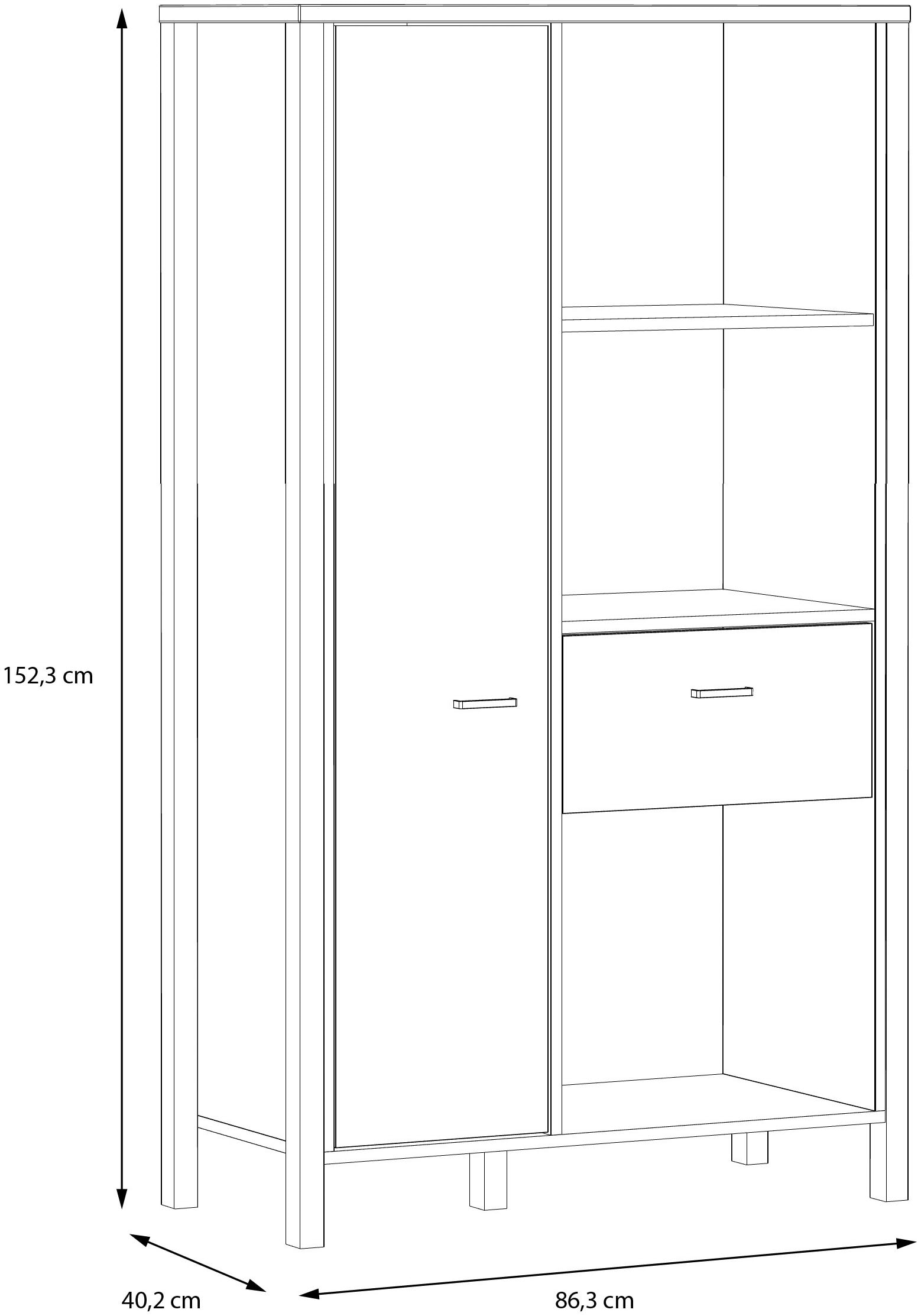 FORTE Aktenregal »High Rock«, mit Tür & Schublade, 3 offene Fächer, Industrial-Stil, 86x152 cm