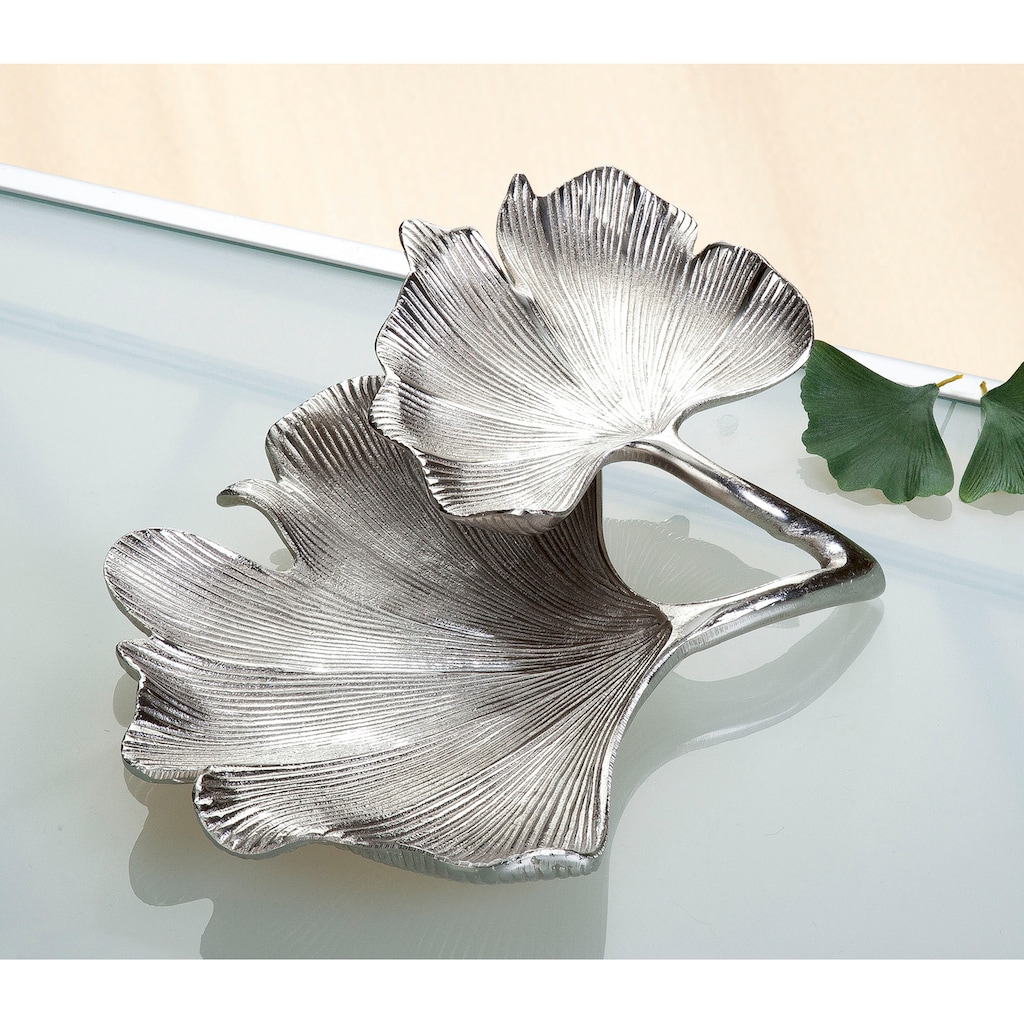 GILDE Dekoschale »Schale Ginkgo Blatt, silber«, (1 St.)