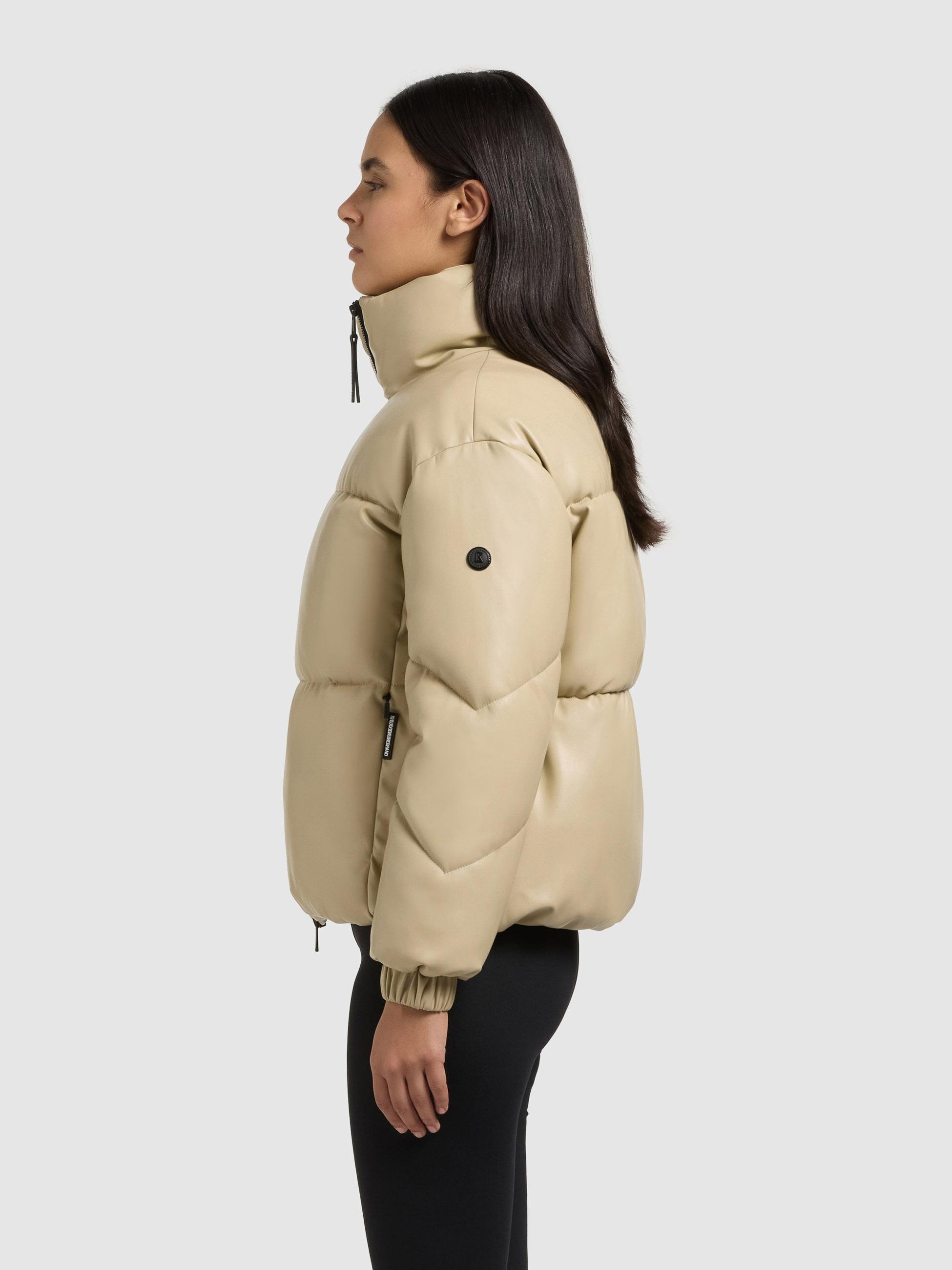 khujo Steppjacke »Khalia« ohne Kapuze Gesteppte Damen Winterjacke in Lederoptik