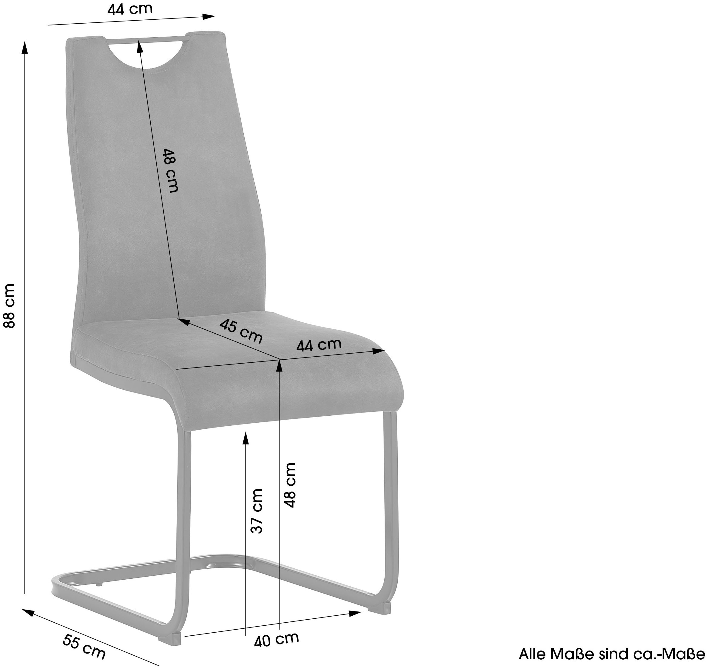 byLIVING Freischwinger »CAPRI« (Set) 2 Stk.Microfaser, bis 110 kg, Schaumstoff, Schwingstuhlgestell, mit Griff